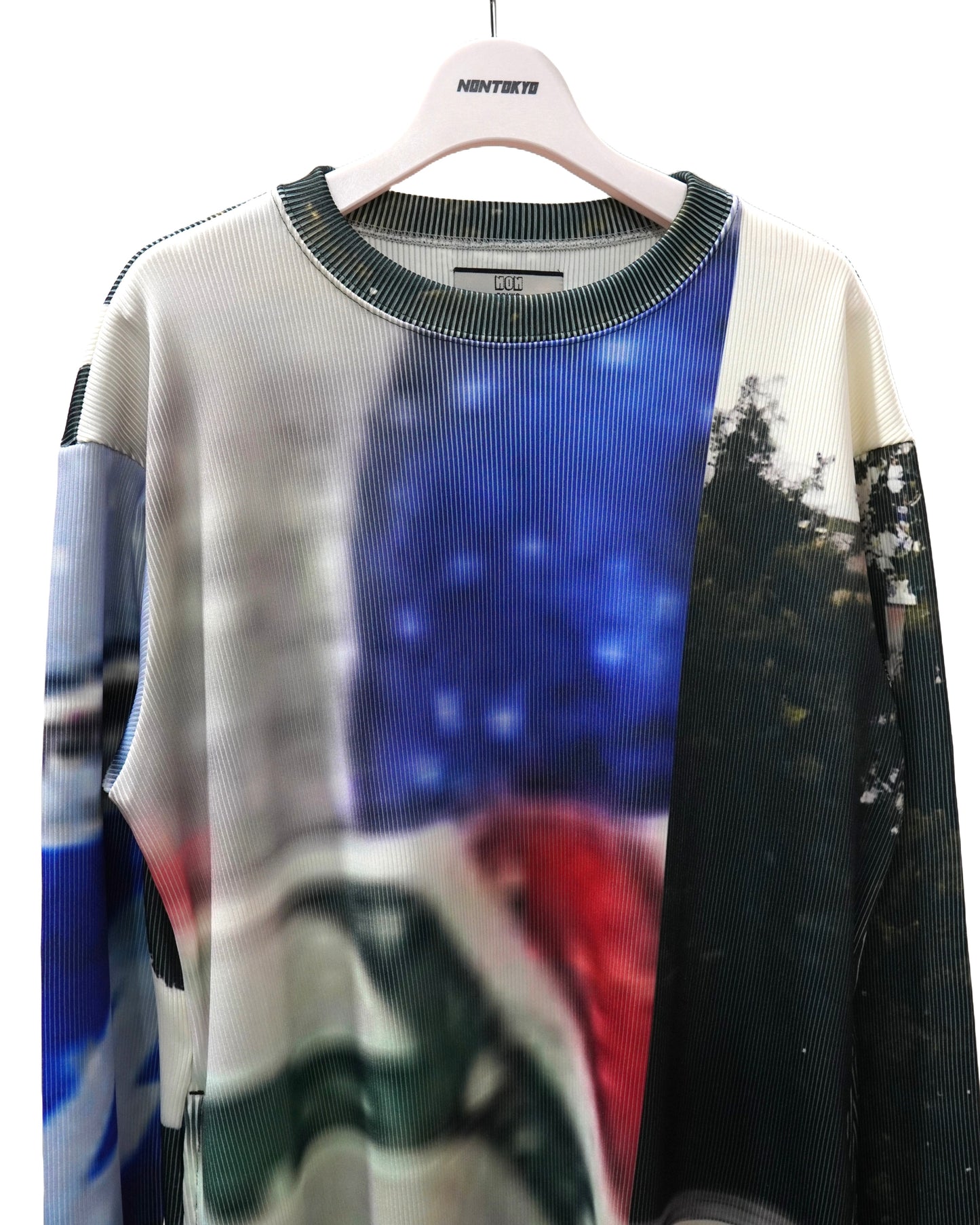 PRINT RIB L/S ONE-PIECE (COLLAGE)