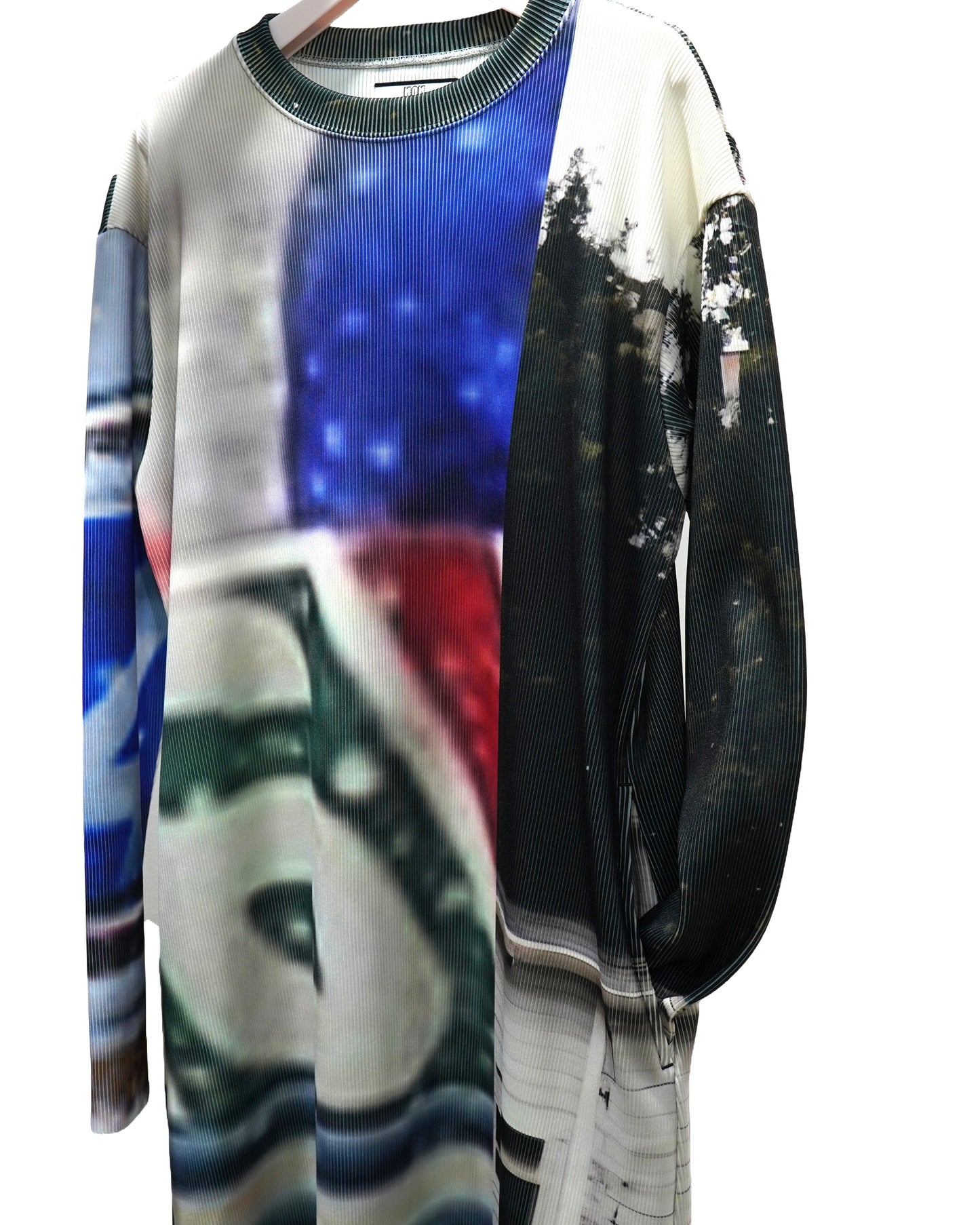 PRINT RIB L/S ONE-PIECE (COLLAGE)