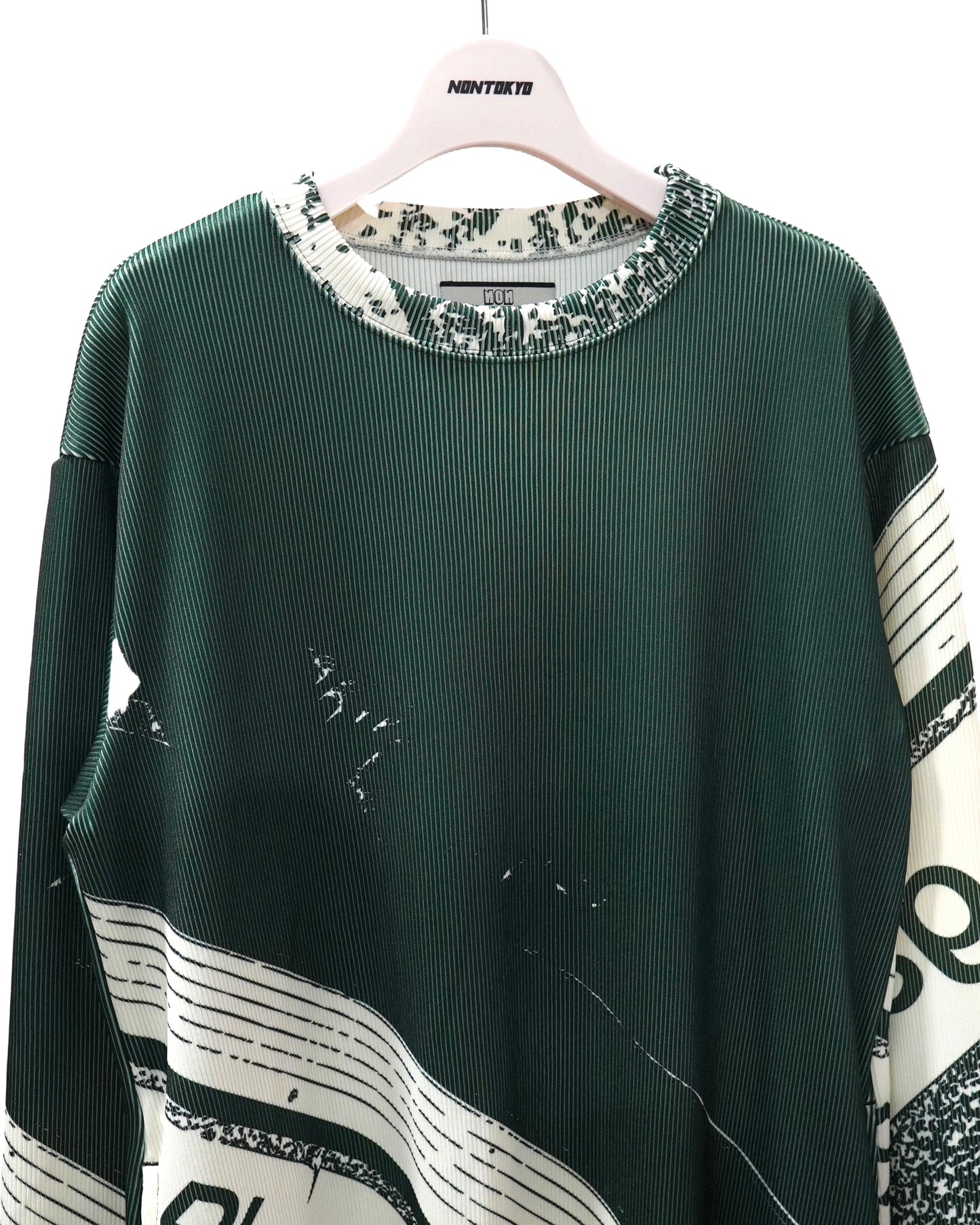 PRINT RIB L/S ONE-PIECE (GREEN)