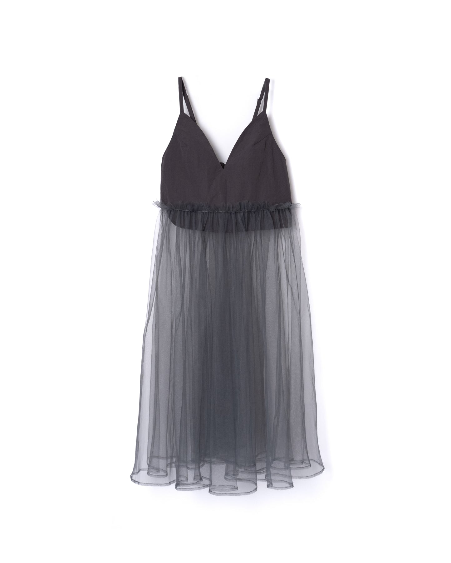 NON TOKYO / GATHER TULLE CAMISOLE ONE-PIECE (GRAY) / &lt;NON TOKYO&gt; Gathered tulle camisole dress (gray)