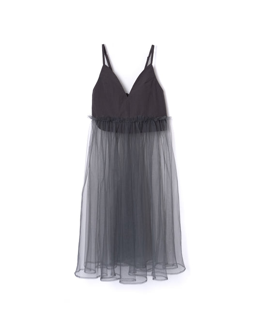 NON TOKYO / GATHER TULLE CAMISOLE ONE-PIECE (GRAY)