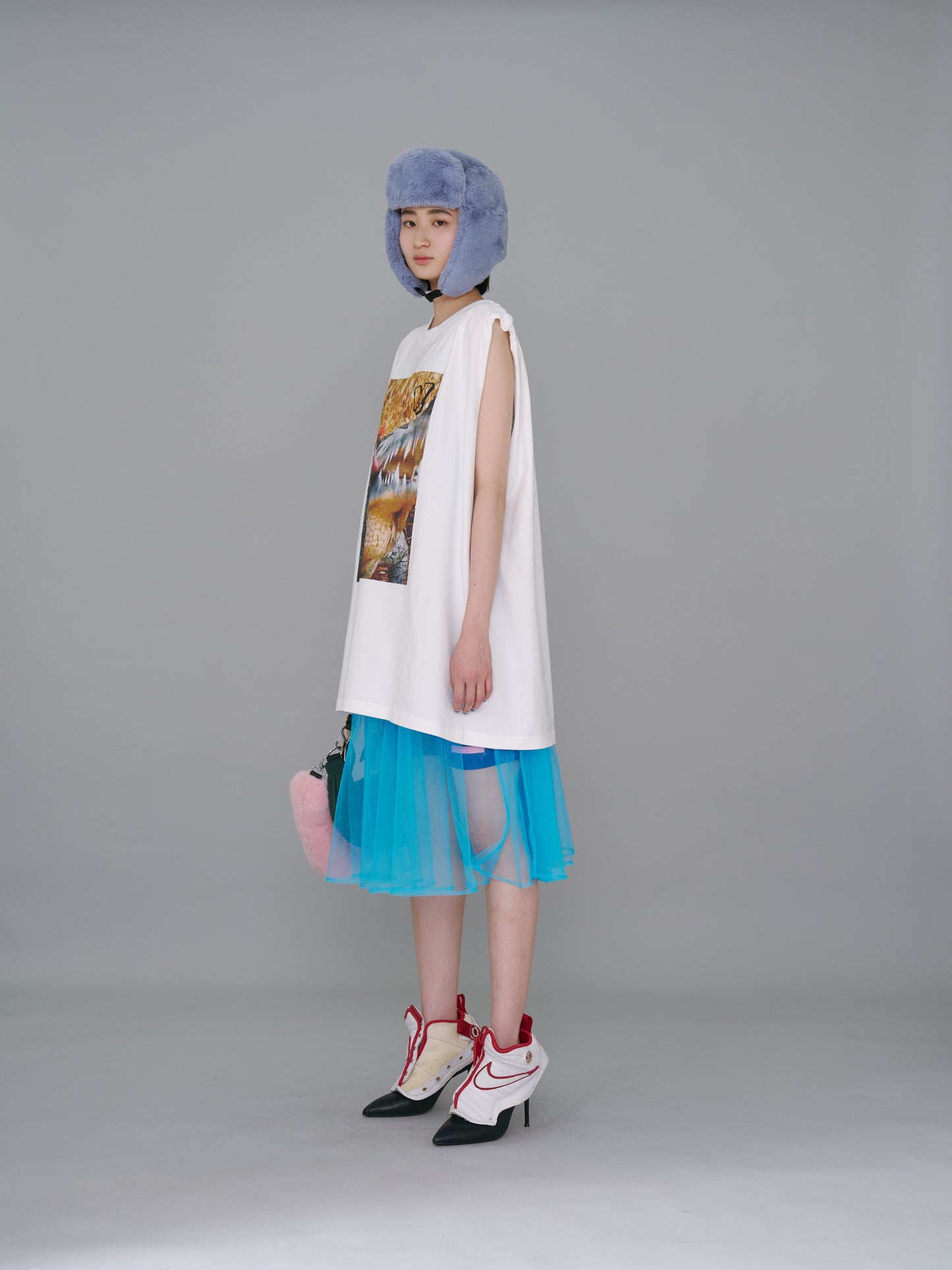 NON TOKYO / GATHER TULLE CAMISOLE ONE-PIECE (LIGHT BLUE) / &lt;NON TOKYO&gt; Gathered tulle cami dress (light blue)