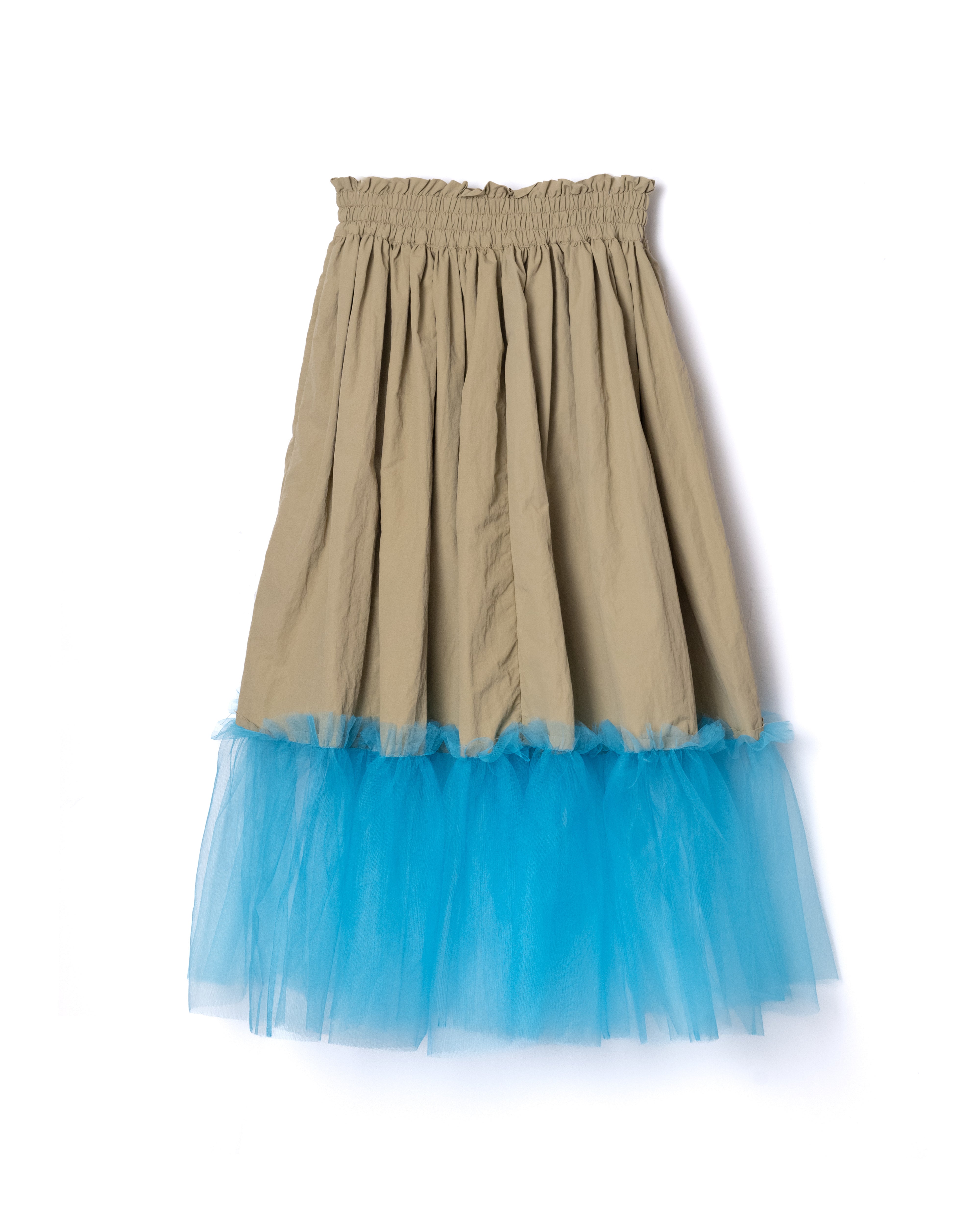 NON TOKYO / GATHER TULLE SKIRT (BEIGE×L.BLUE) / 〈ノントーキョー〉ギャザーチュールスカート  (ベージュ×ライトブルー)