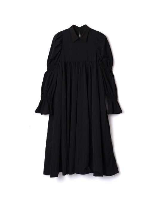 NON TOKYO / POWER SHOULDER WASHER SHIRT ONE-PIECE (BLACK)