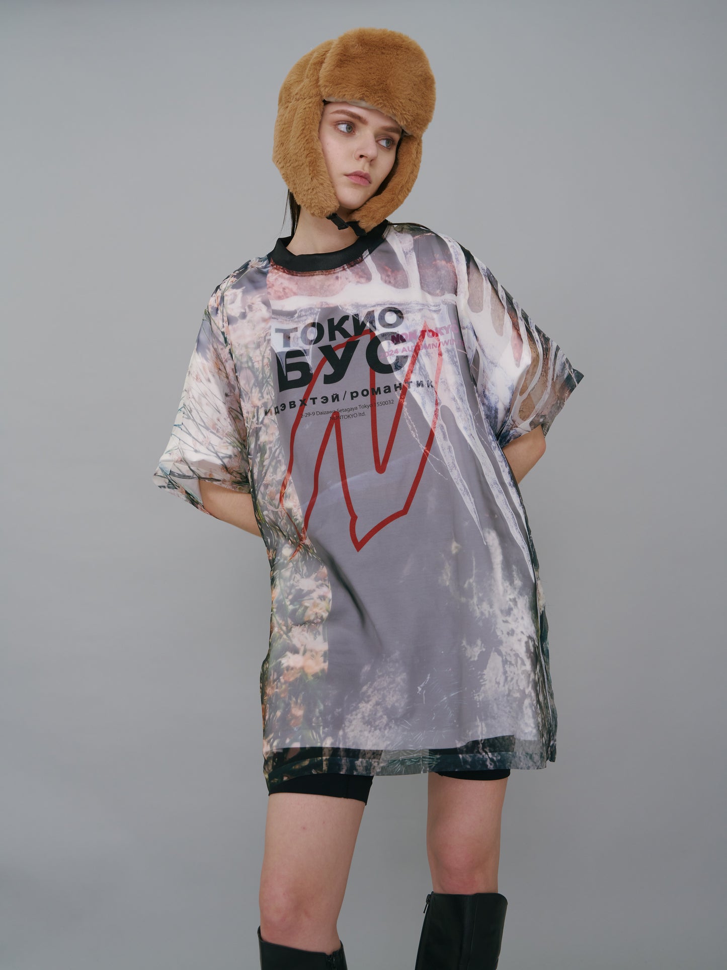 NON TOKYO / DIRECT PRINT SHEER TOP (ICICLE)