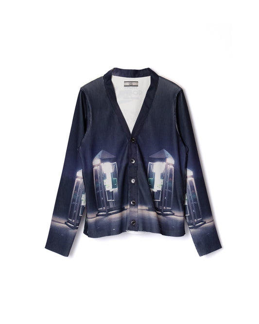 NON TOKYO / PRINT RIB CARDIGAN (PUBLIC PHONE)