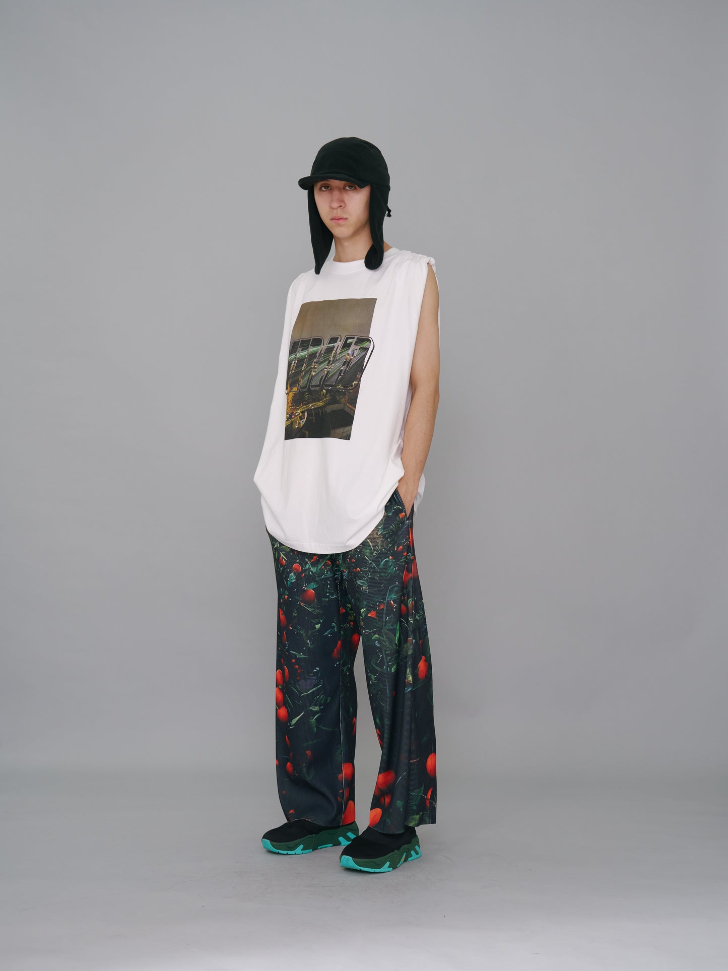 NON TOKYO / PRINT RIB WIDE PANTS (ORANGE)