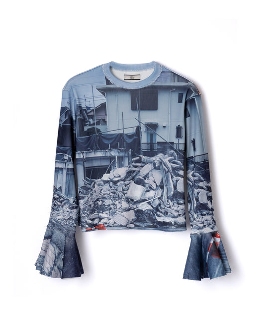 NON TOKYO / PRINT RIB FLARE SLEEVE C/S (DISMANTLING)