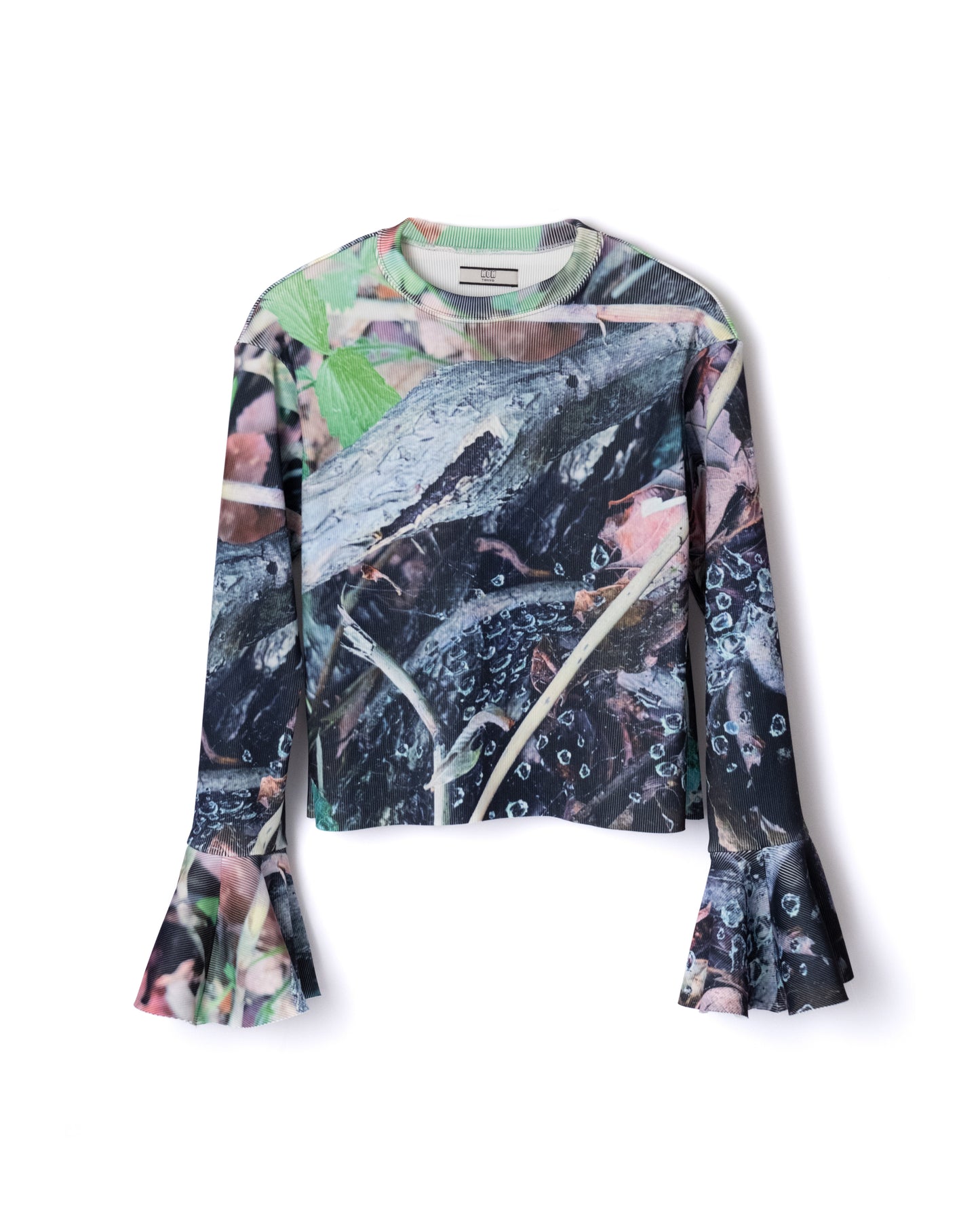 NON TOKYO / PRINT RIB FLARE SLEEVE C/S (LEAF)