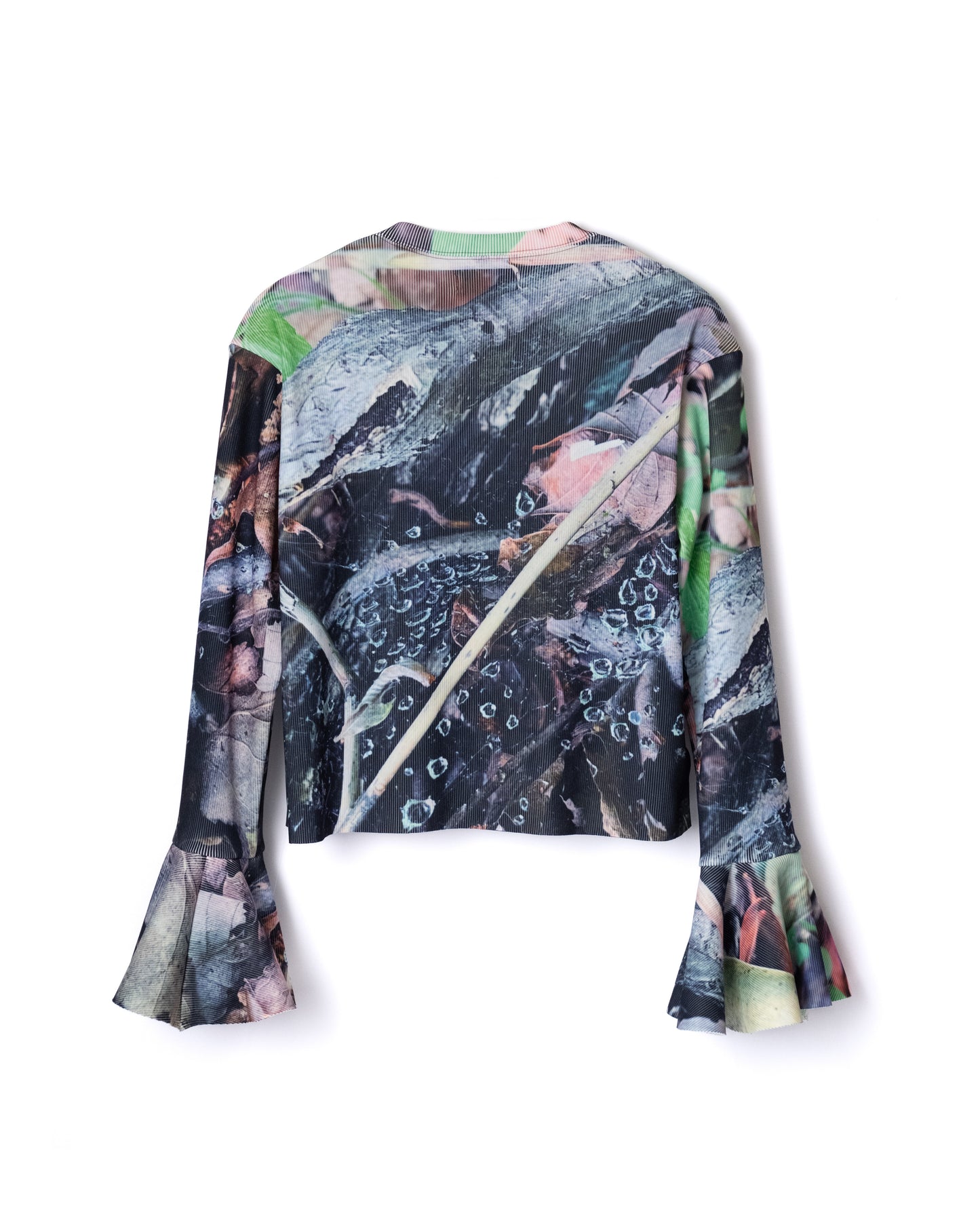 NON TOKYO / PRINT RIB FLARE SLEEVE C/S (LEAF) &lt;NON TOKYO&gt; Printed rib flare sleeve cut and sew (LEAF)