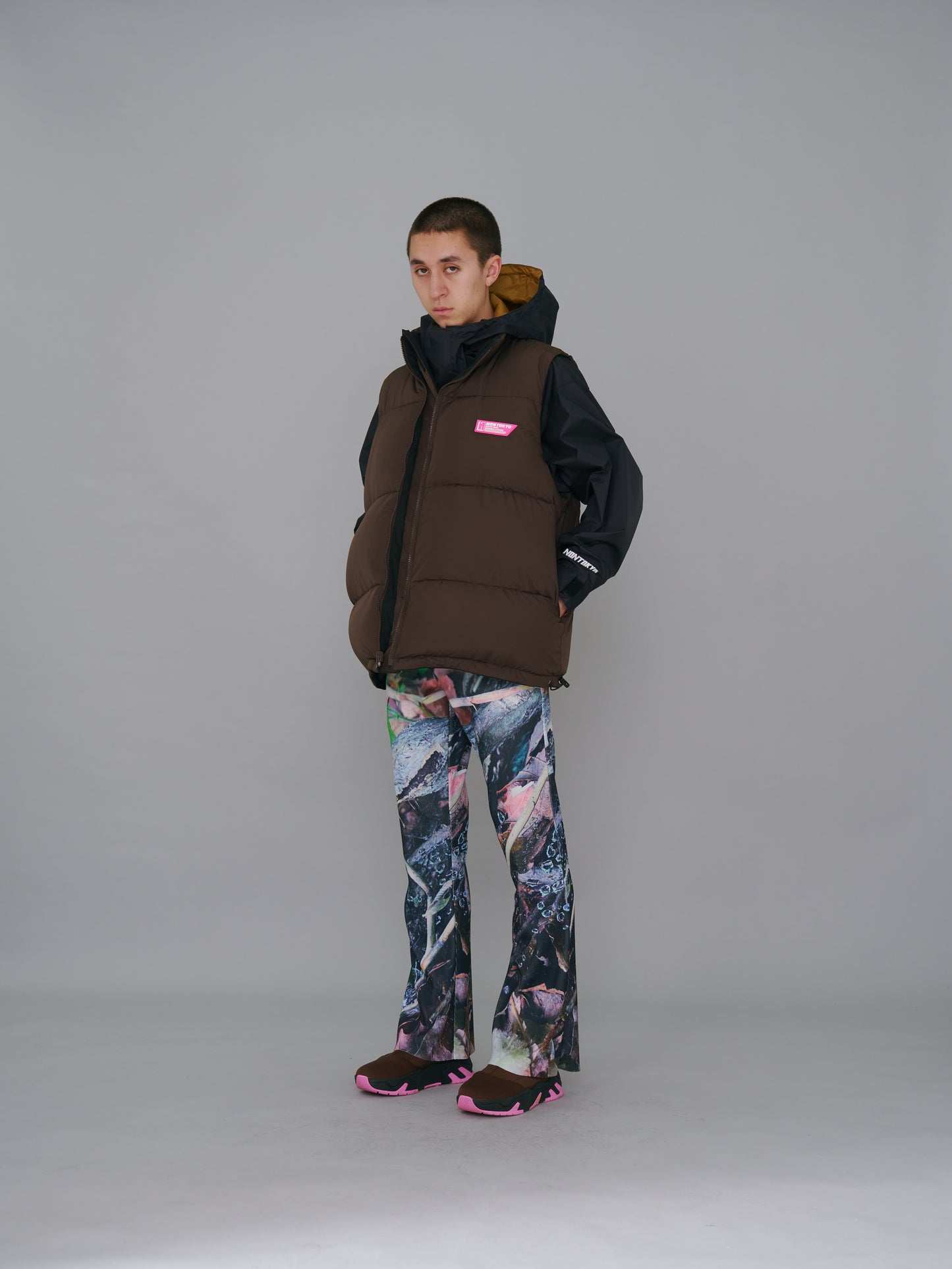 NON TOKYO / PRINT RIB FLARE PANTS (LEAF)