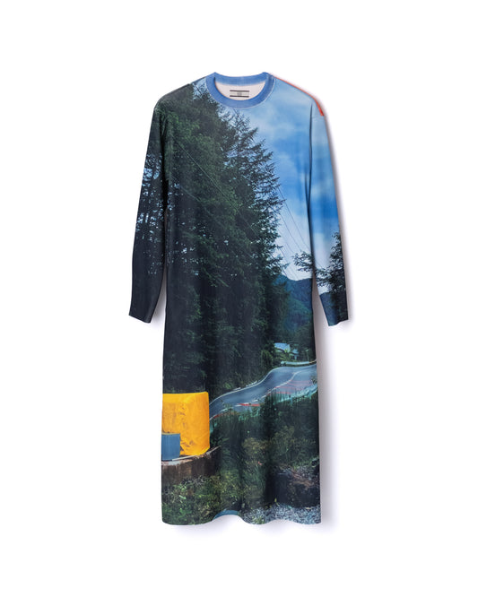 NON TOKYO / PRINT RIB LONG SLEEVE ONE-PIECE (ROAD)