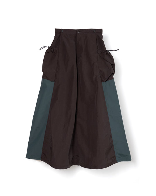 NON TOKYO / OUTDOOR LONG SKIRT (BROWNxGREEN) &lt;NON TOKYO&gt; Outdoor long skirt (brown x green)