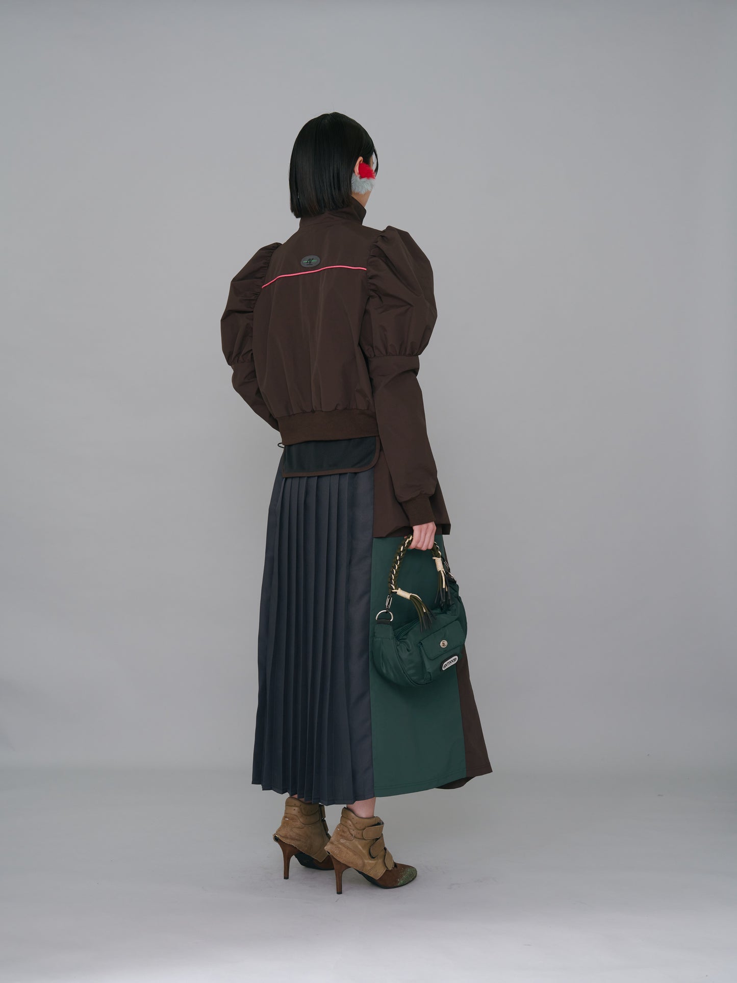 NON TOKYO / OUTDOOR LONG SKIRT (BROWNxGREEN) &lt;NON TOKYO&gt; Outdoor long skirt (brown x green)