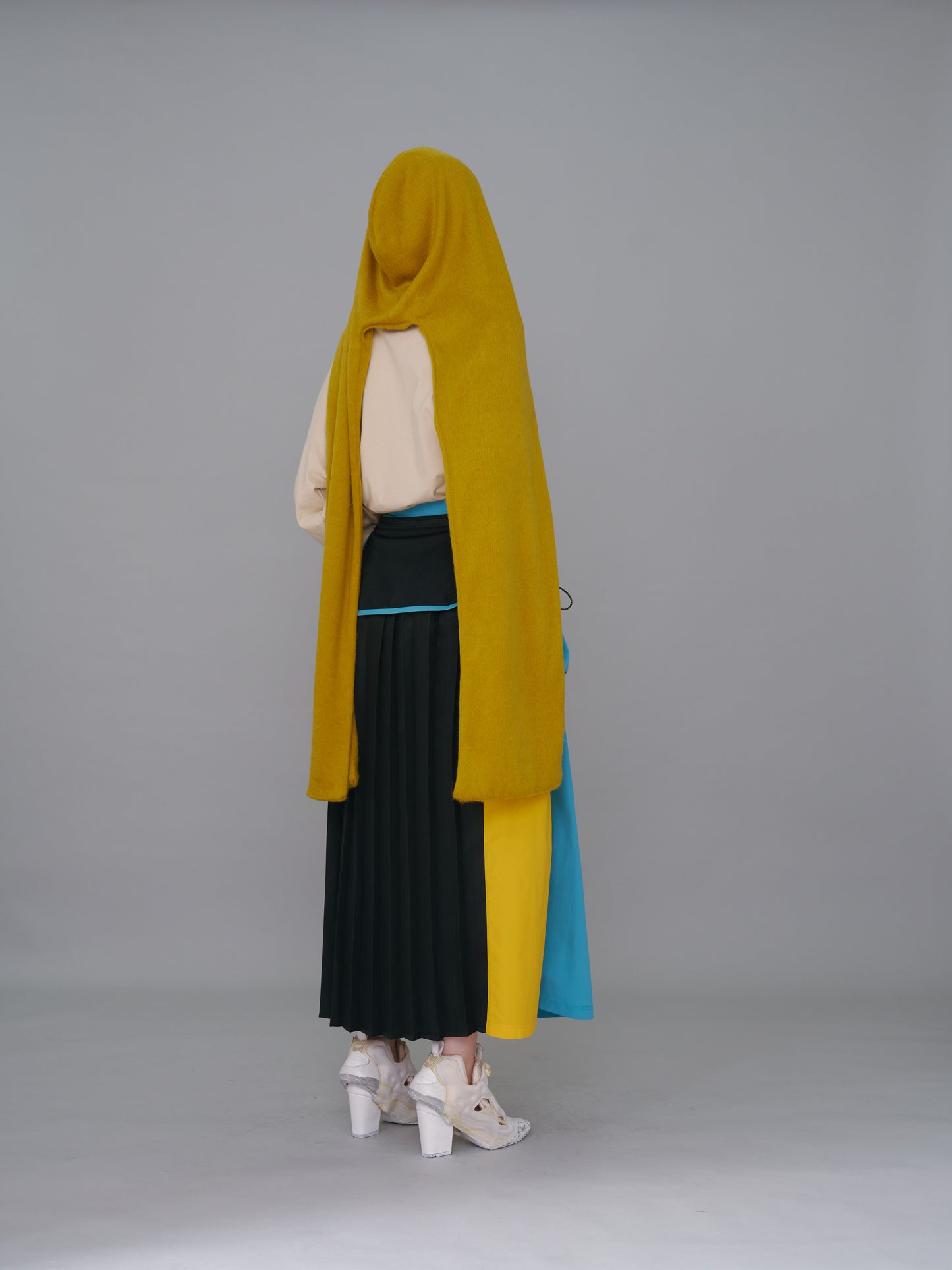 NON TOKYO / OUTDOOR LONG SKIRT (L.BLUExYELLOW) &lt;NON TOKYO&gt; Outdoor long skirt (light blue x yellow)