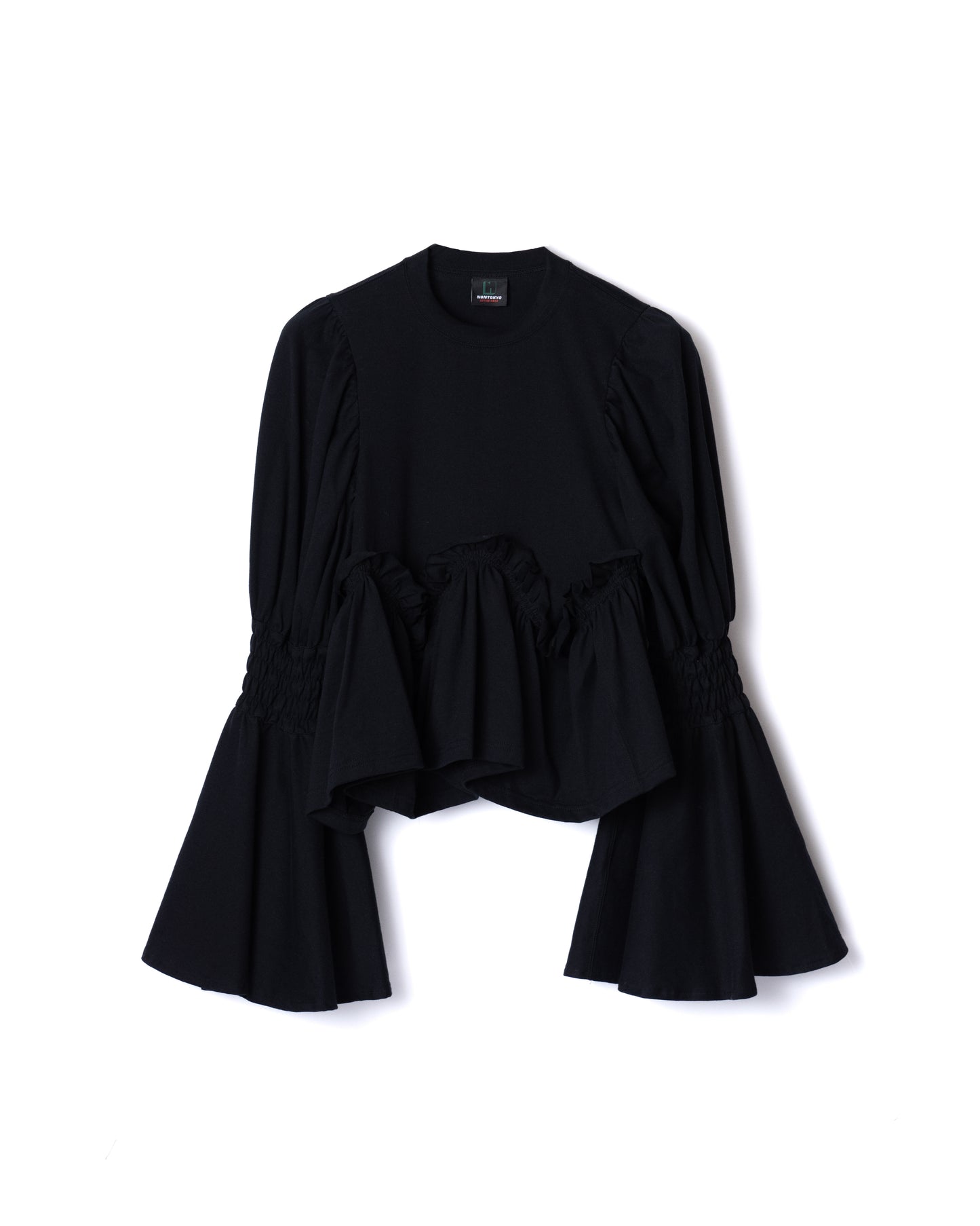 NON TOKYO / POWER SHOULDER FRILL TOP (BLACK)