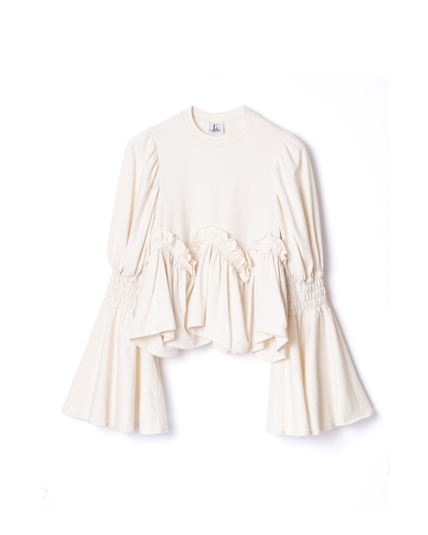 NON TOKYO / POWER SHOULDER FRILL TOP (IVORY)