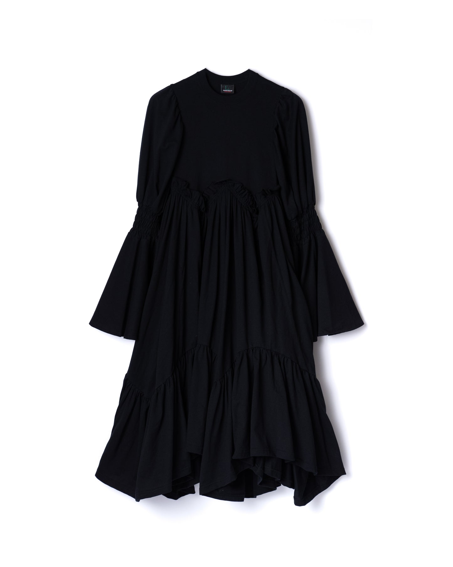 NON TOKYO / POWER SHOULDER FRILL ONE-PIECE (BLACK)