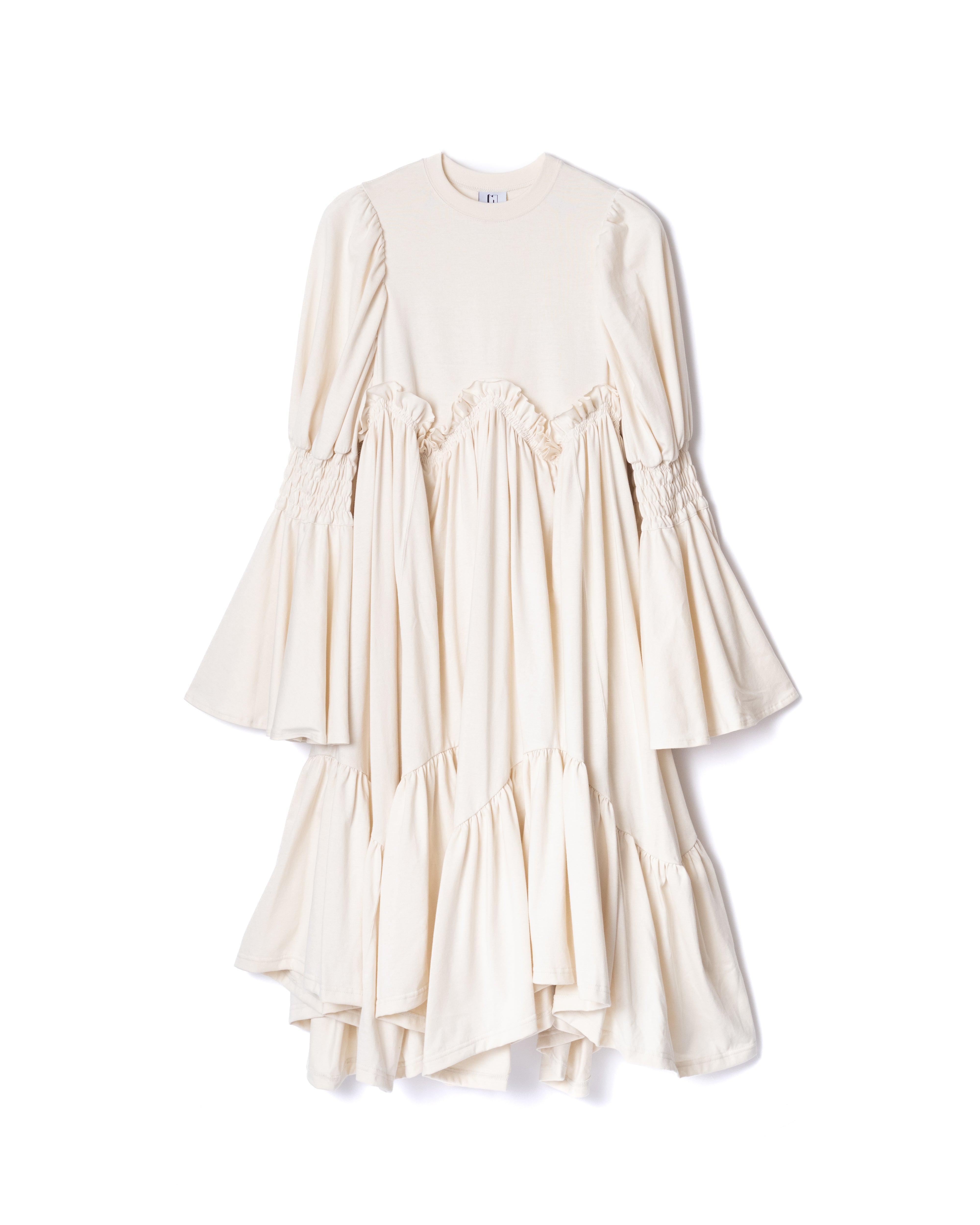 NON TOKYO / POWER SHOULDER FRILL ONE-PIECE (IVORY)