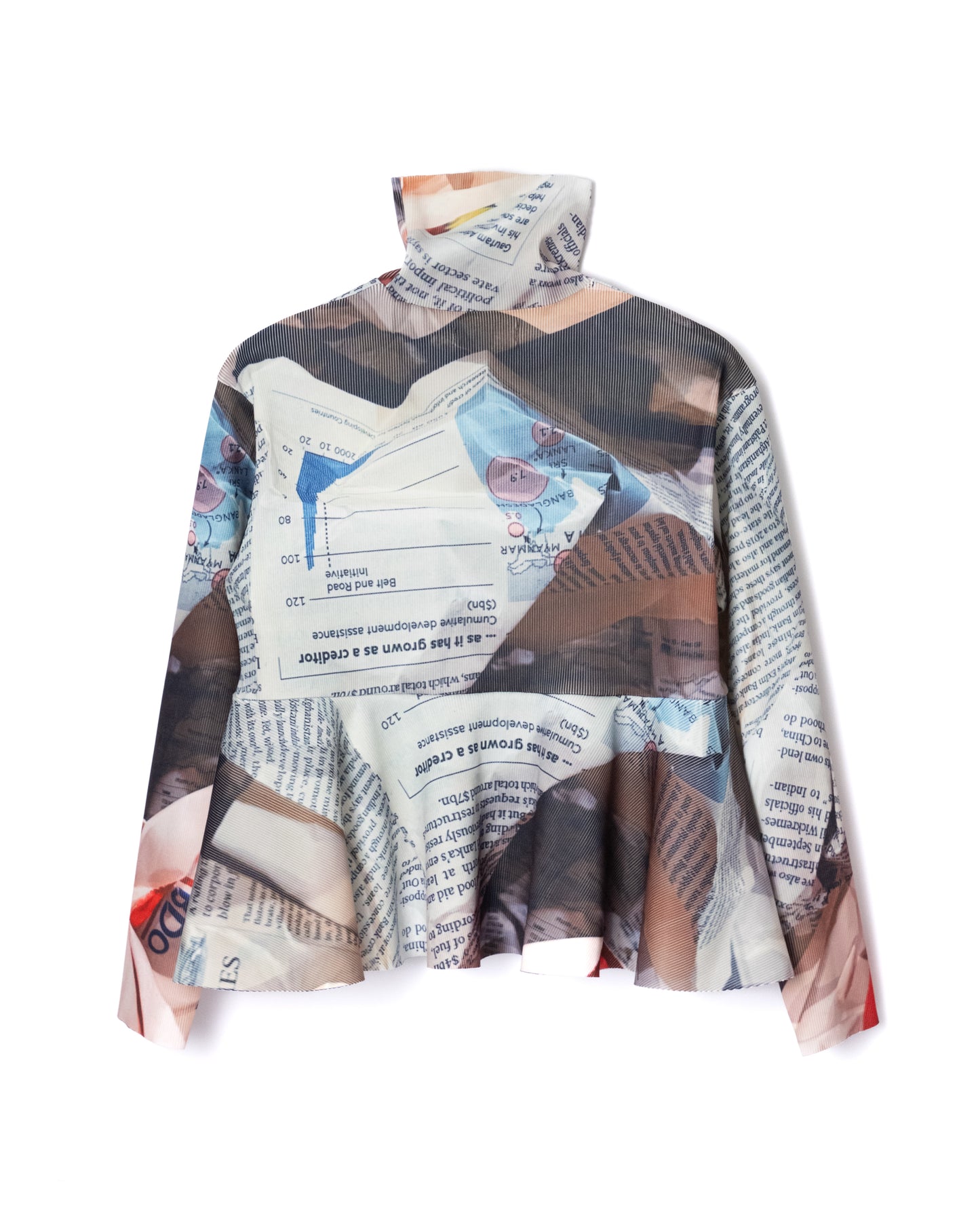 NON TOKYO / PRINT RIB HI-NECK TOP (NEWS PAPER)