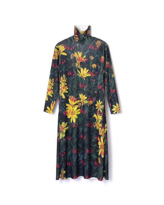 NON TOKYO / PRINT RIB HI-NECK ONE-PIECE (YELLOW FLOWER)