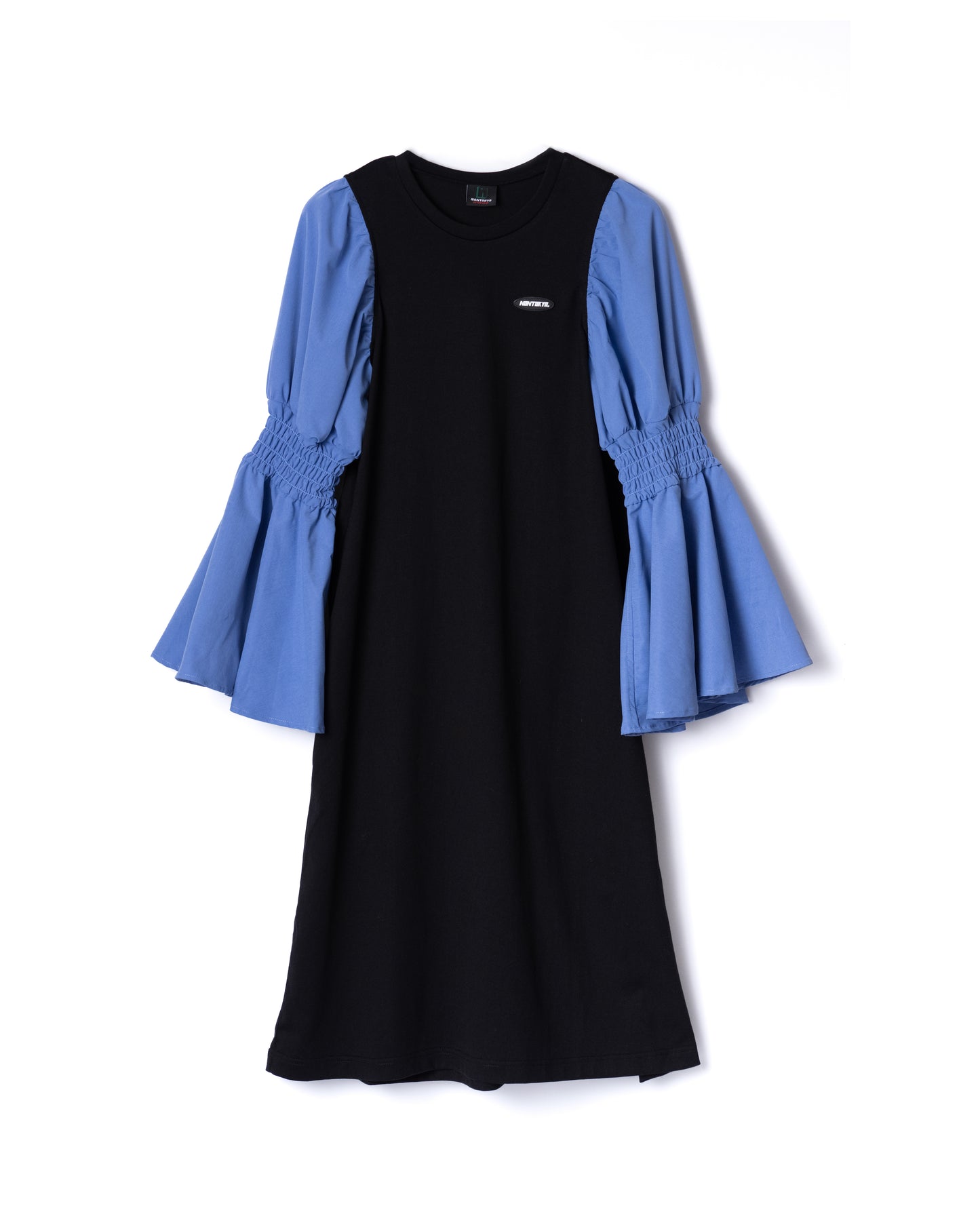 NON TOKYO / PUFFSLEEVE ONE-PIECE (BLACK×BLUE) &lt;NON TOKYO&gt; Puff sleeve one-piece (black×blue)