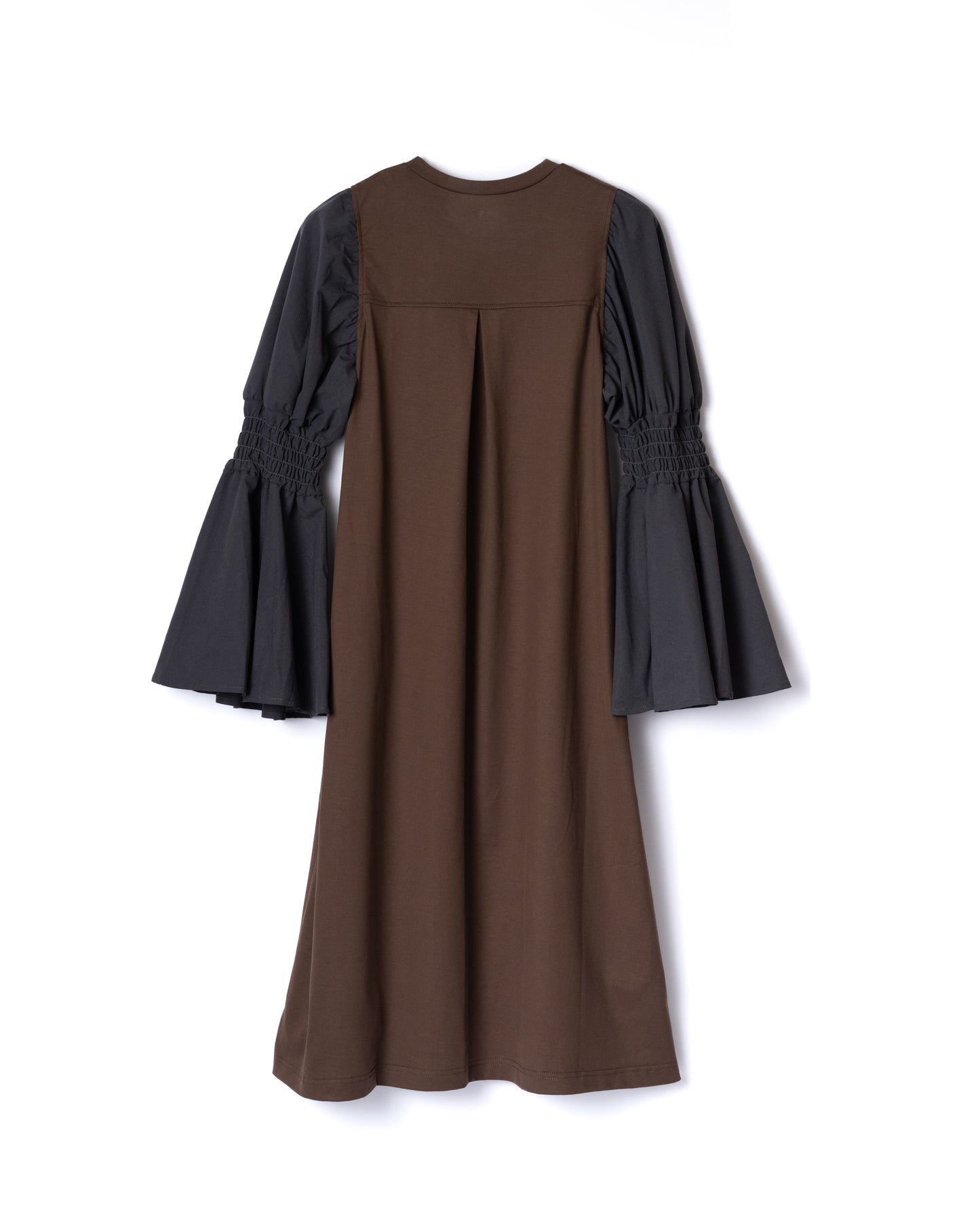 NON TOKYO / PUFFSLEEVE ONE-PIECE (BROWN×GRAY) &lt;NON TOKYO&gt; Puff sleeve one-piece (brown×gray)