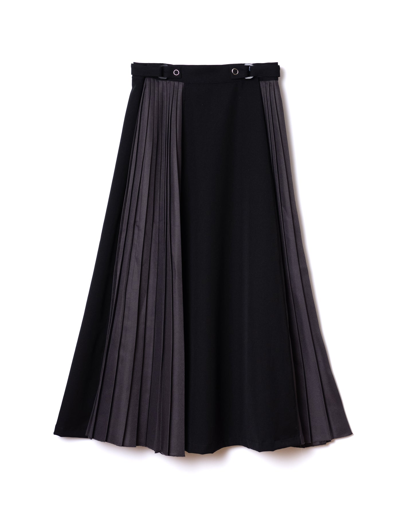 NON TOKYO / ADUSTER PLEATS LONG SKIRT (BLACK×GRAY) &lt;NON TOKYO&gt; Adjuster Pleats Long Skirt (Black×Gray)