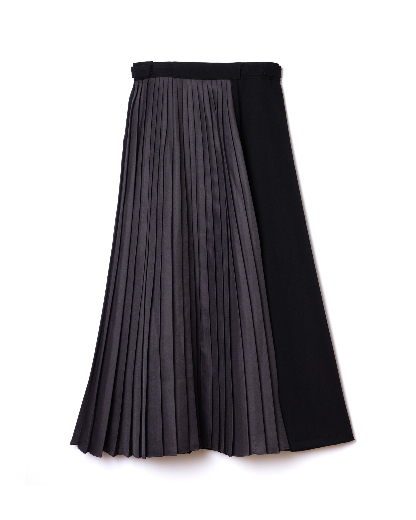 NON TOKYO / ADUSTER PLEATS LONG SKIRT (BLACK×GRAY) &lt;NON TOKYO&gt; Adjuster Pleats Long Skirt (Black×Gray)