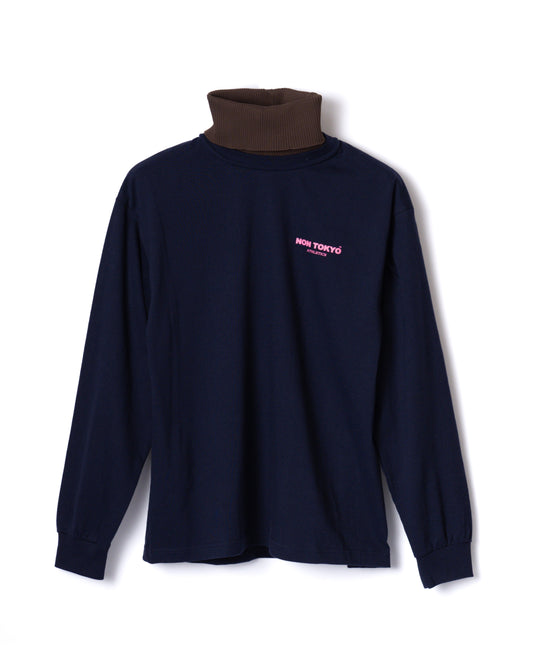 NON TOKYO / HI-NECK LONG SLEEVE T-SHIRT (NAVY) &lt;NON TOKYO&gt; High neck long sleeve T-shirt (navy)