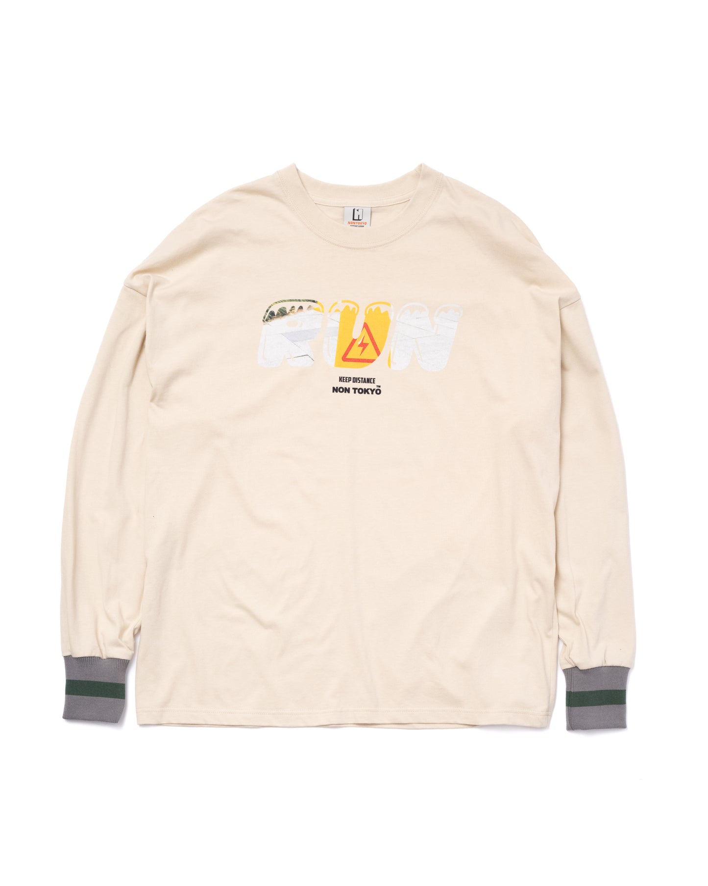 NON TOKYO / PRINT L/S T-SHIRT(RUN / BEIGE) &lt;NON TOKYO&gt; Printed long sleeve T-shirt (Run / Beige)