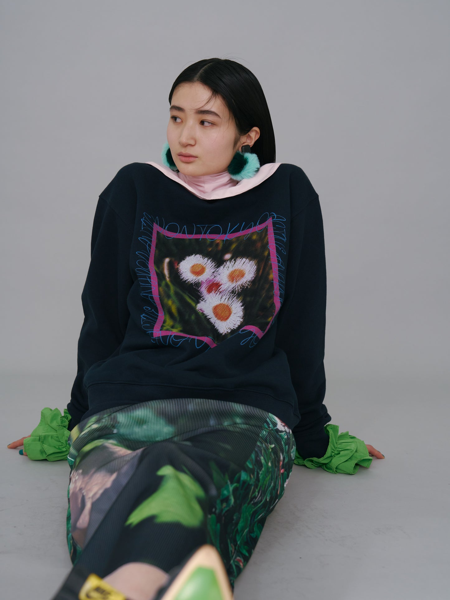 NON TOKYO / PRINT PULLOVER SWEAT (FLOWER / NAVY)