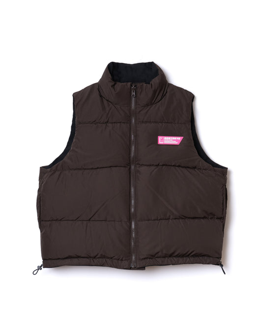 NON TOKYOxUNIVERSAL OVERALL / REVERSIBLE DOWN VEST (BLACK×BROWN)