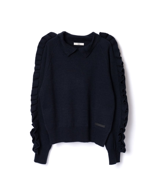 NON TOKYO / RUFFLED SLEEVE KNIT (NAVY)