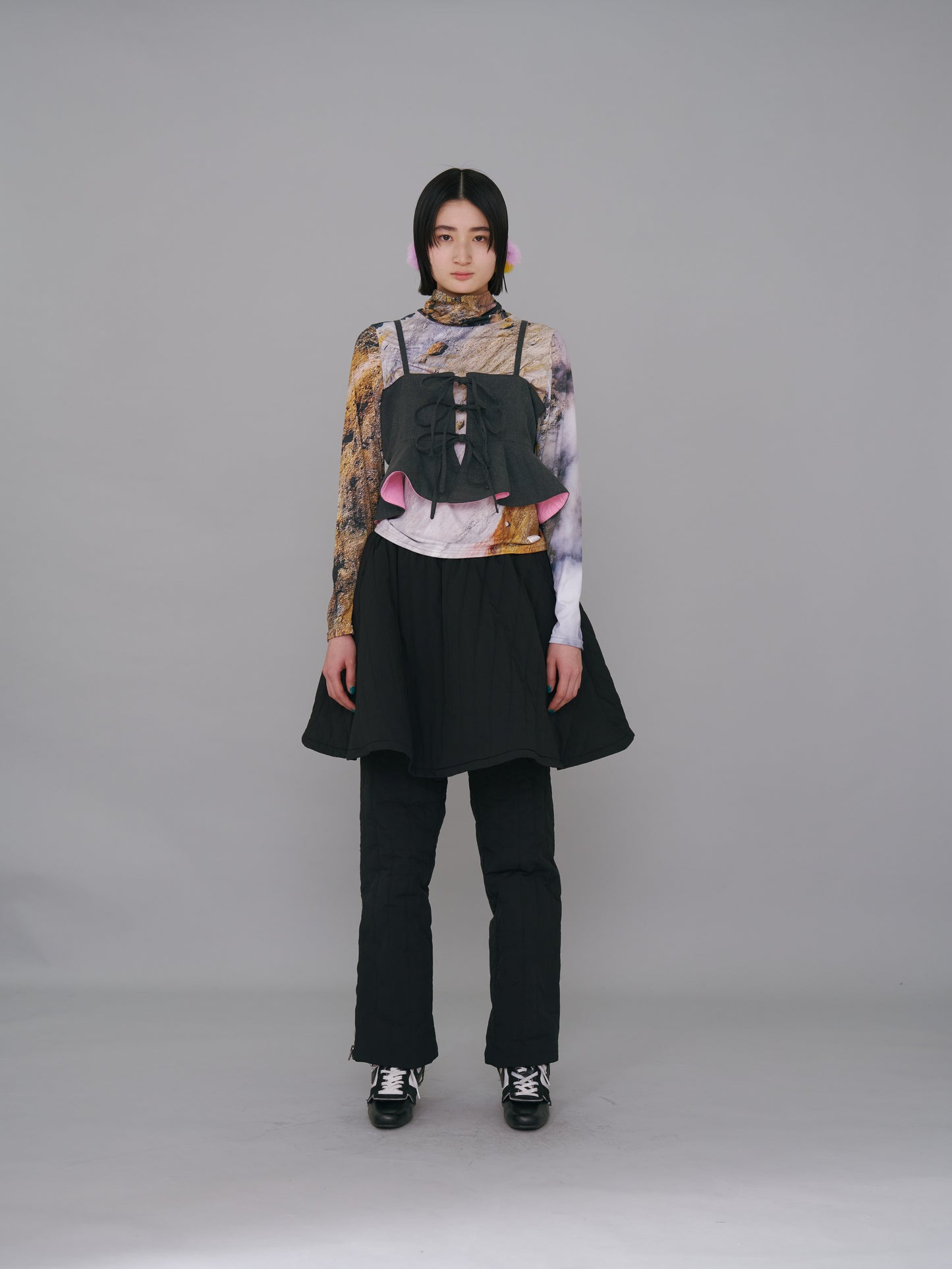 NON TOKYO / 3WAY QUILTING SKIRT PANTS (BLACK) &lt;NON TOKYO&gt; 3WAY QUILTING SKIRT PANTS (BLACK)