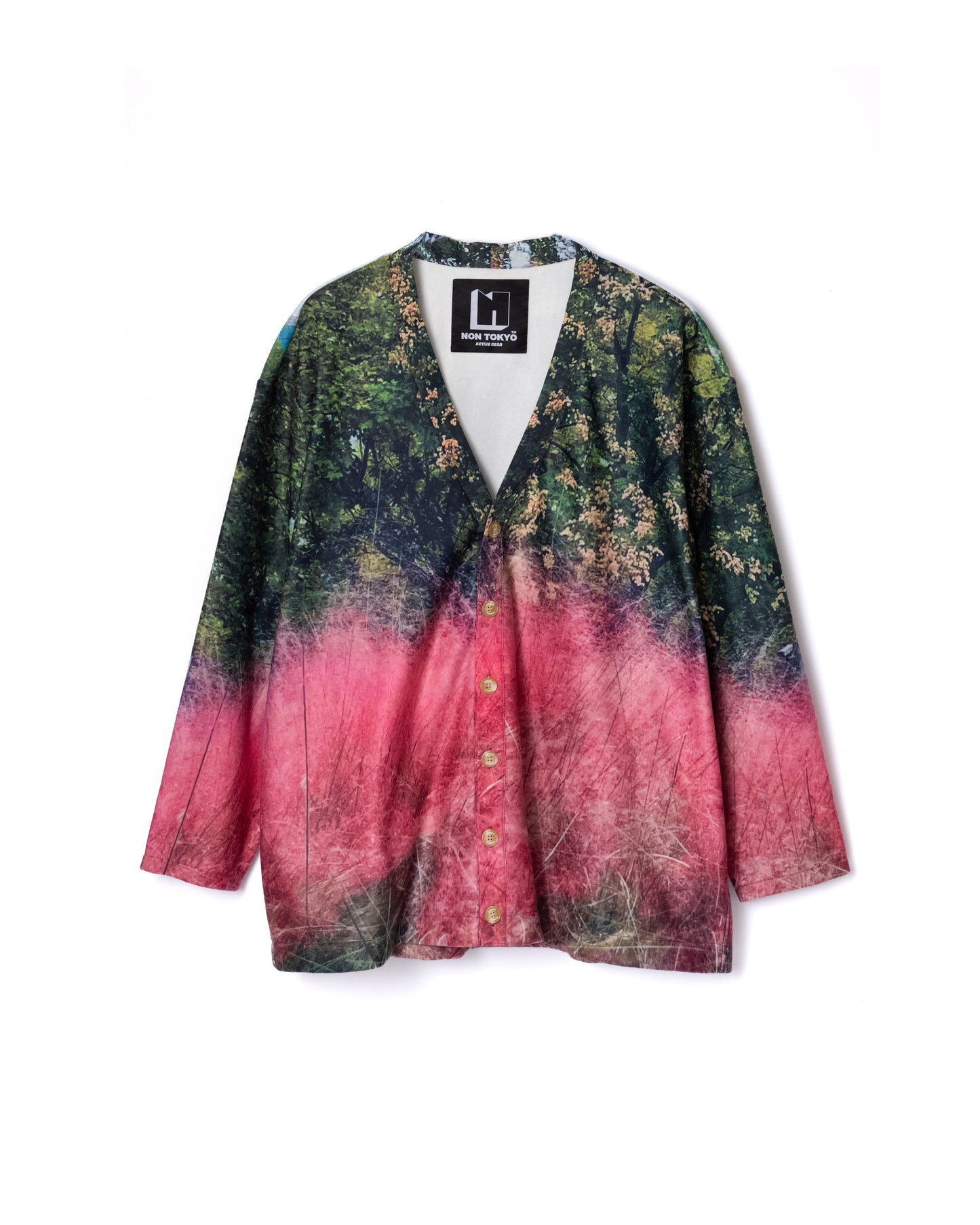 NON TOKYO / PRINT FLEECE BIG CARDIGAN (PINK BUILDING)