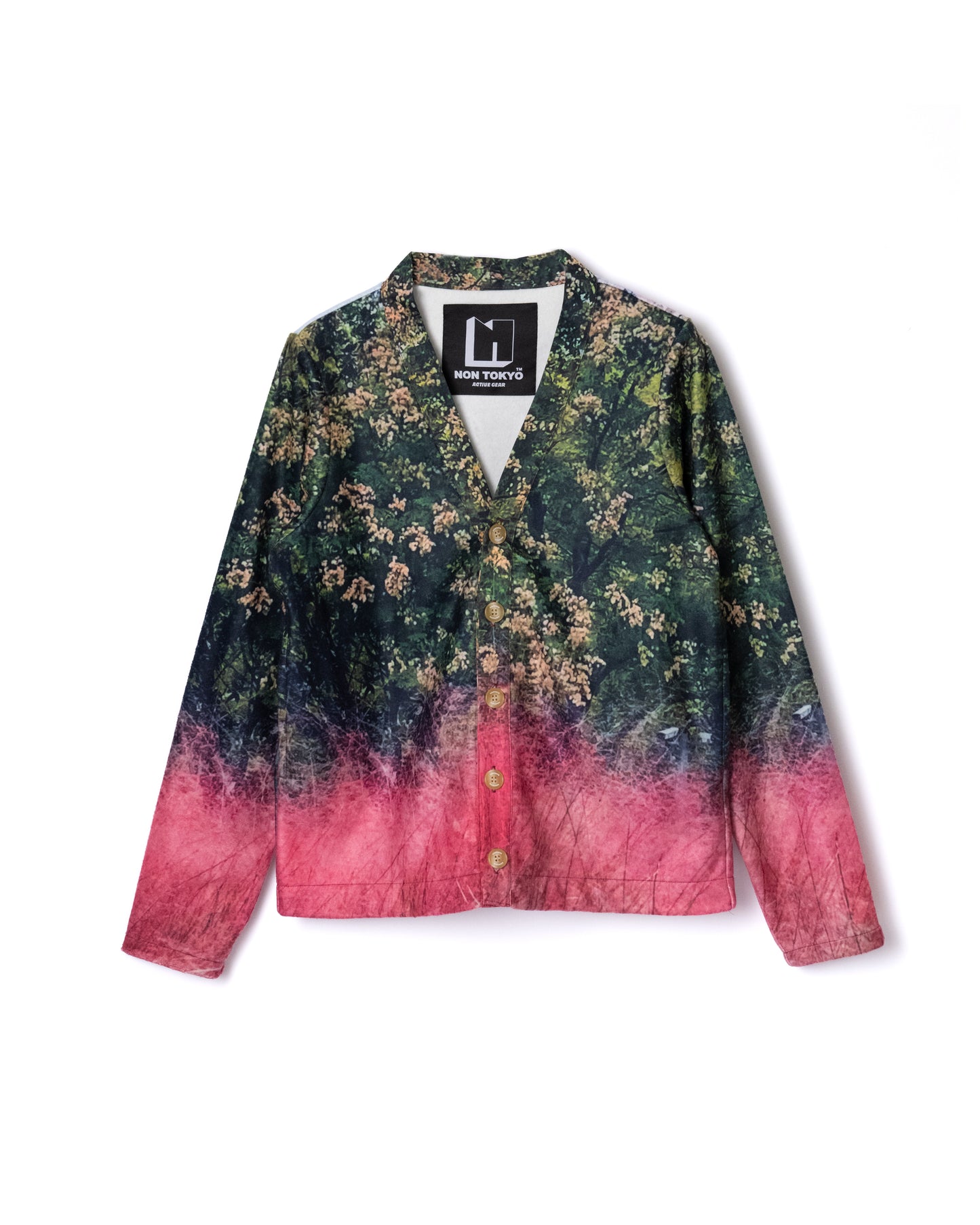 NON TOKYO / PRINT FLEECE CARDIGAN (PINK BUILDING)