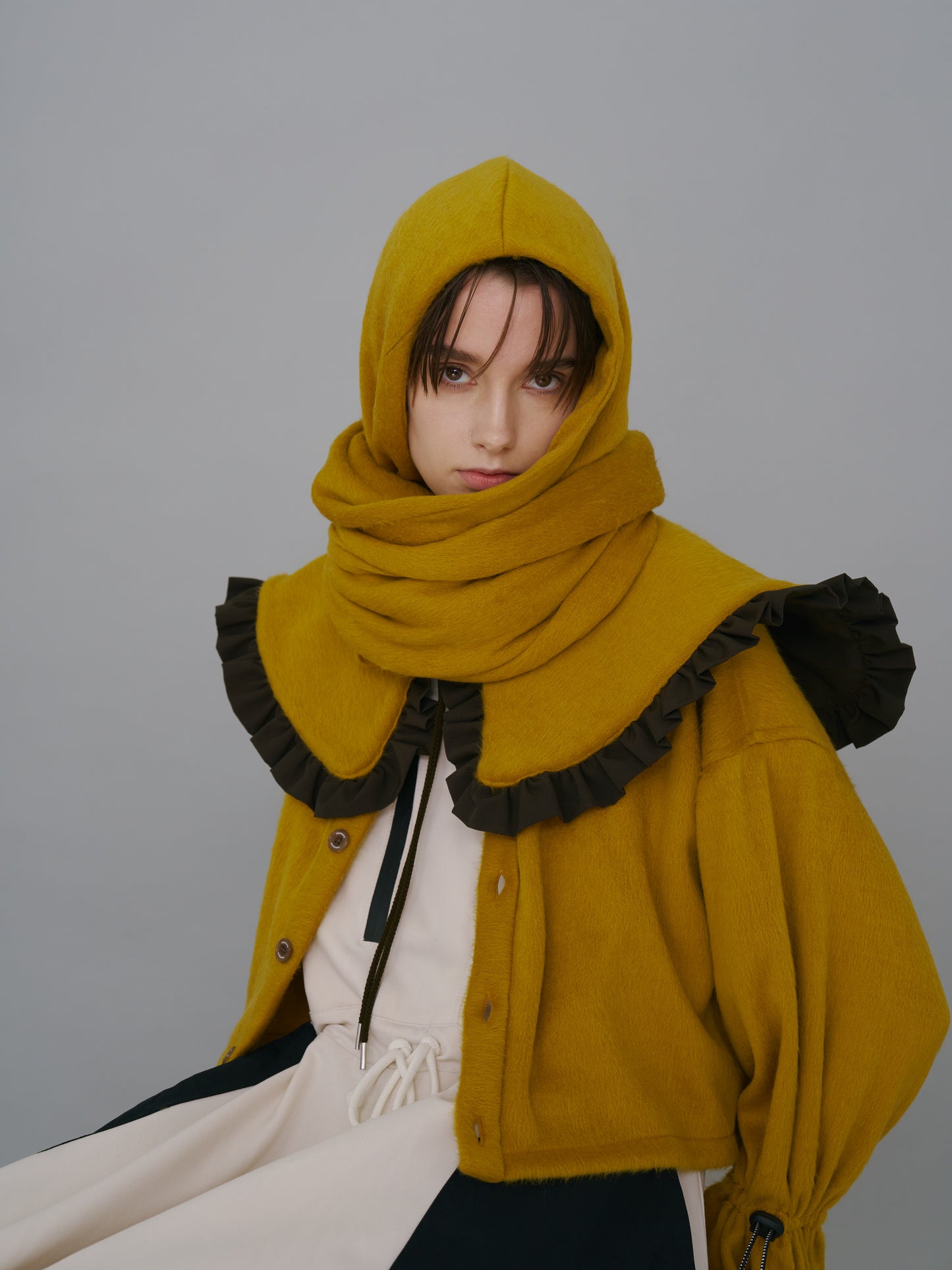 NON TOKYO / MOHAIR HOODIE MUFFLER (MUSTARD)