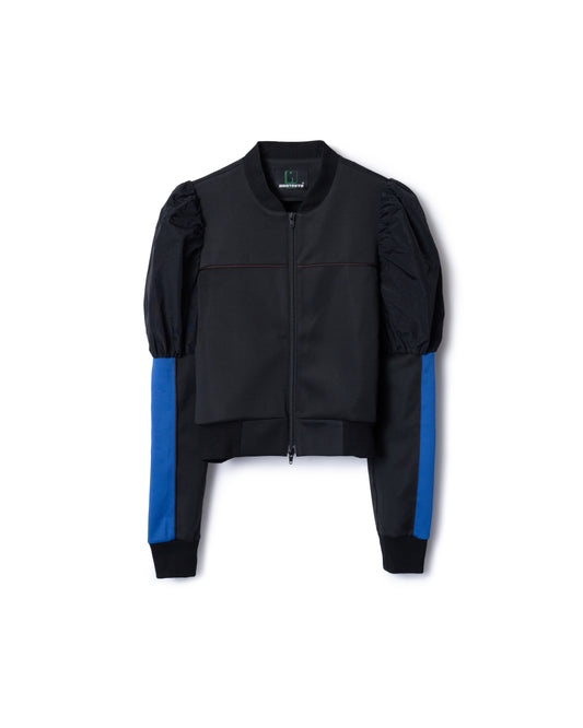 PUFF SLEEVE ZIP-UP JERSEY (BLACK)