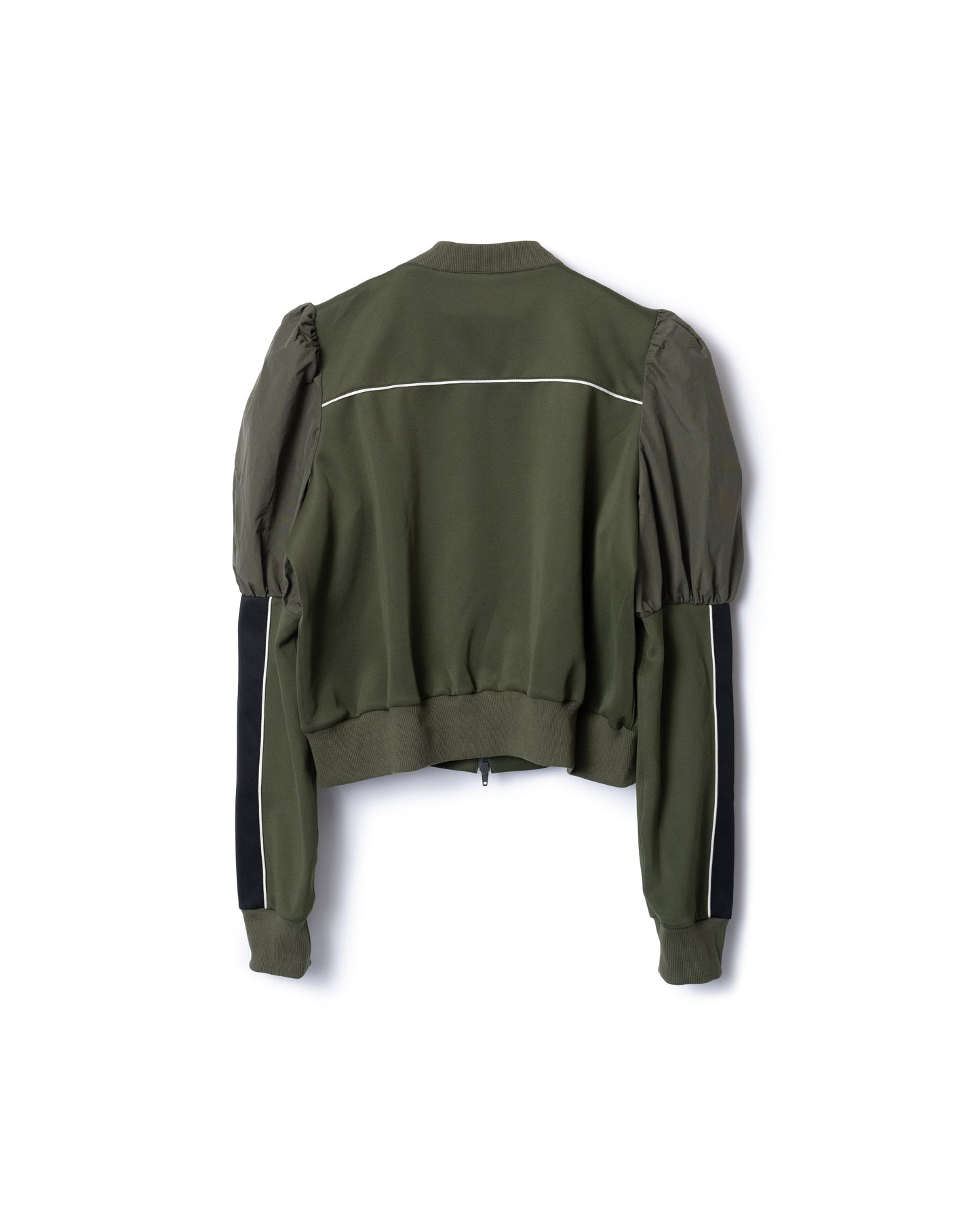 PUFF SLEEVE ZIP-UP JERSEY (KHAKI)