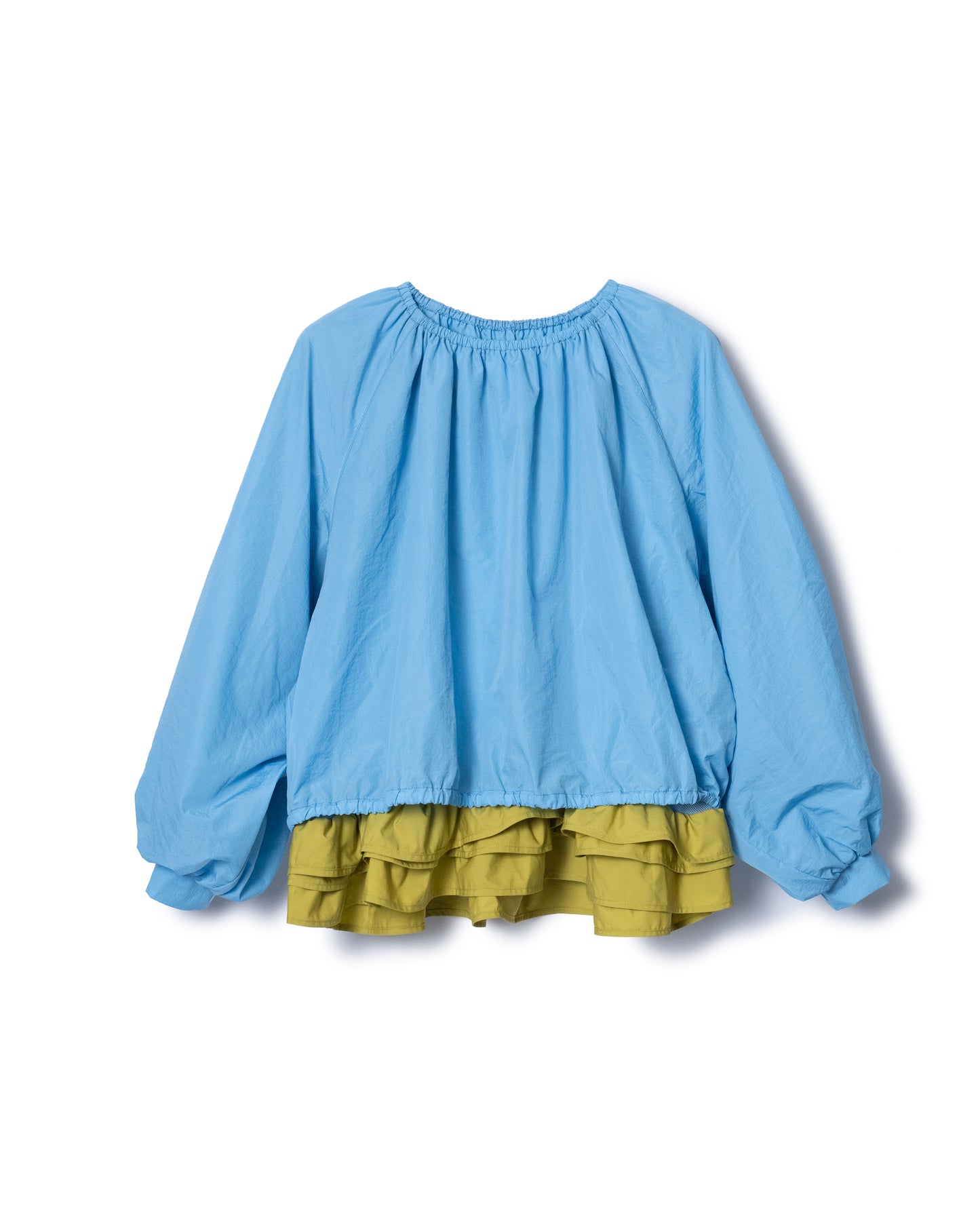 PRE ORDER / FRILL HEM NYLON PULLOVER (BLUE)