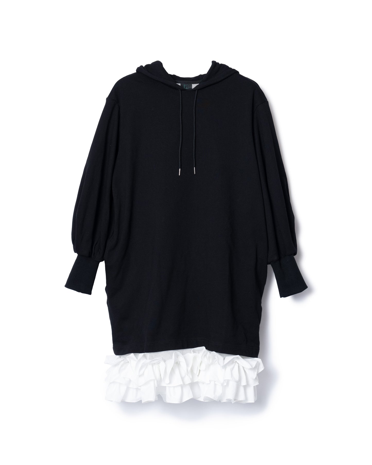 PRE ORDER / FRILL HEM SWEAT ONE-PIECE (BLACK x WHITE)