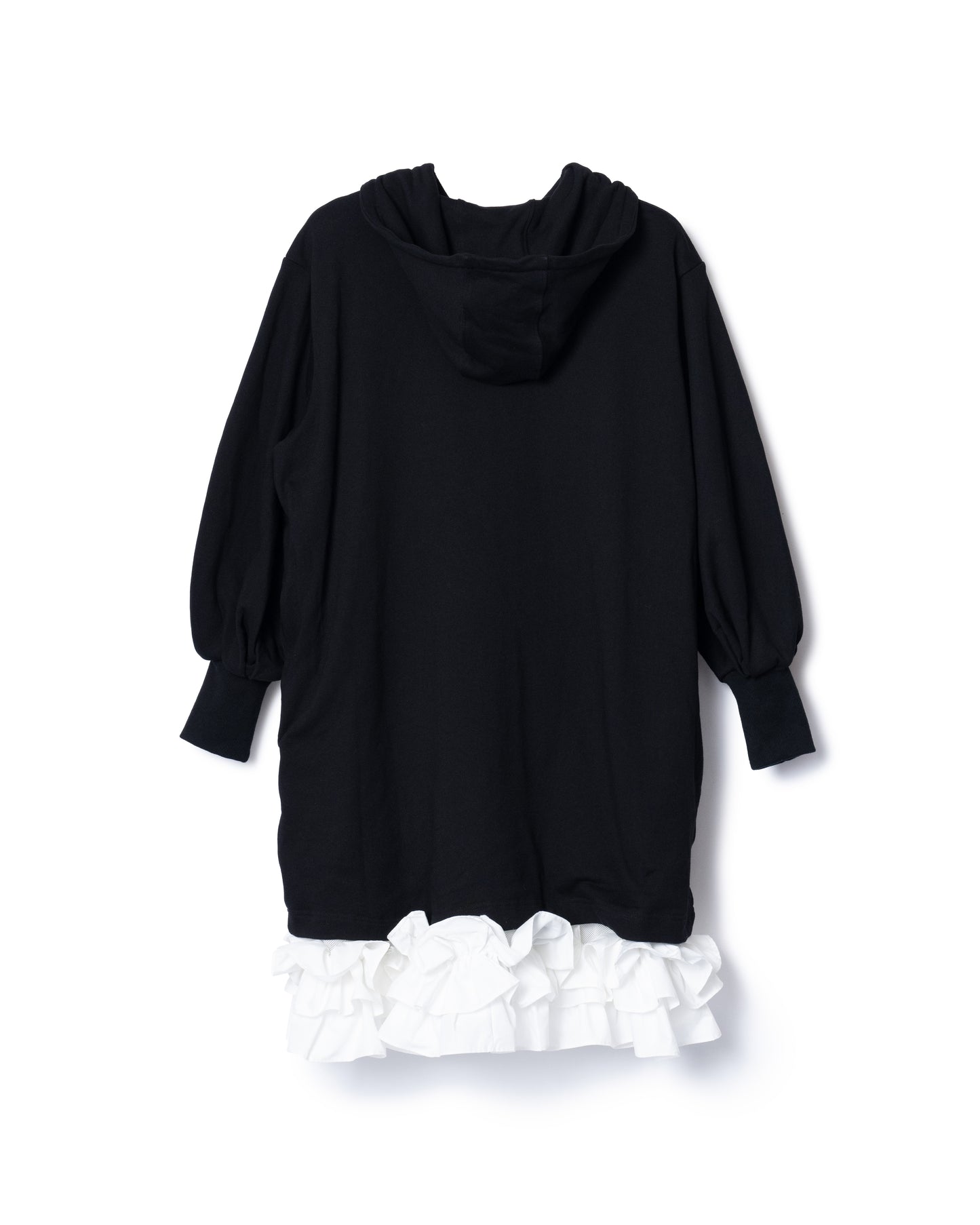 PRE ORDER / FRILL HEM SWEAT ONE-PIECE (BLACK x WHITE)