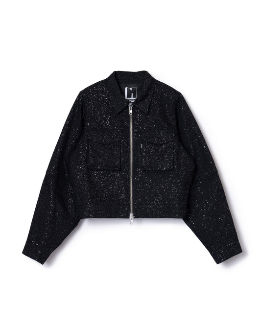 PRE ORDER / LAME DENIM JACKET (BLACK)