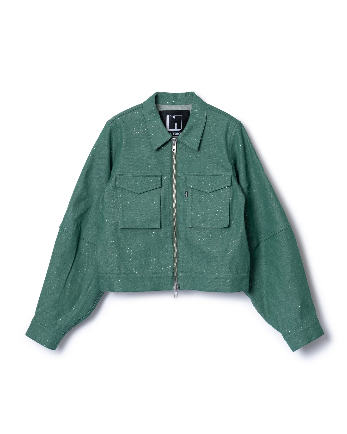 LAME DENIM JACKET (GREEN)