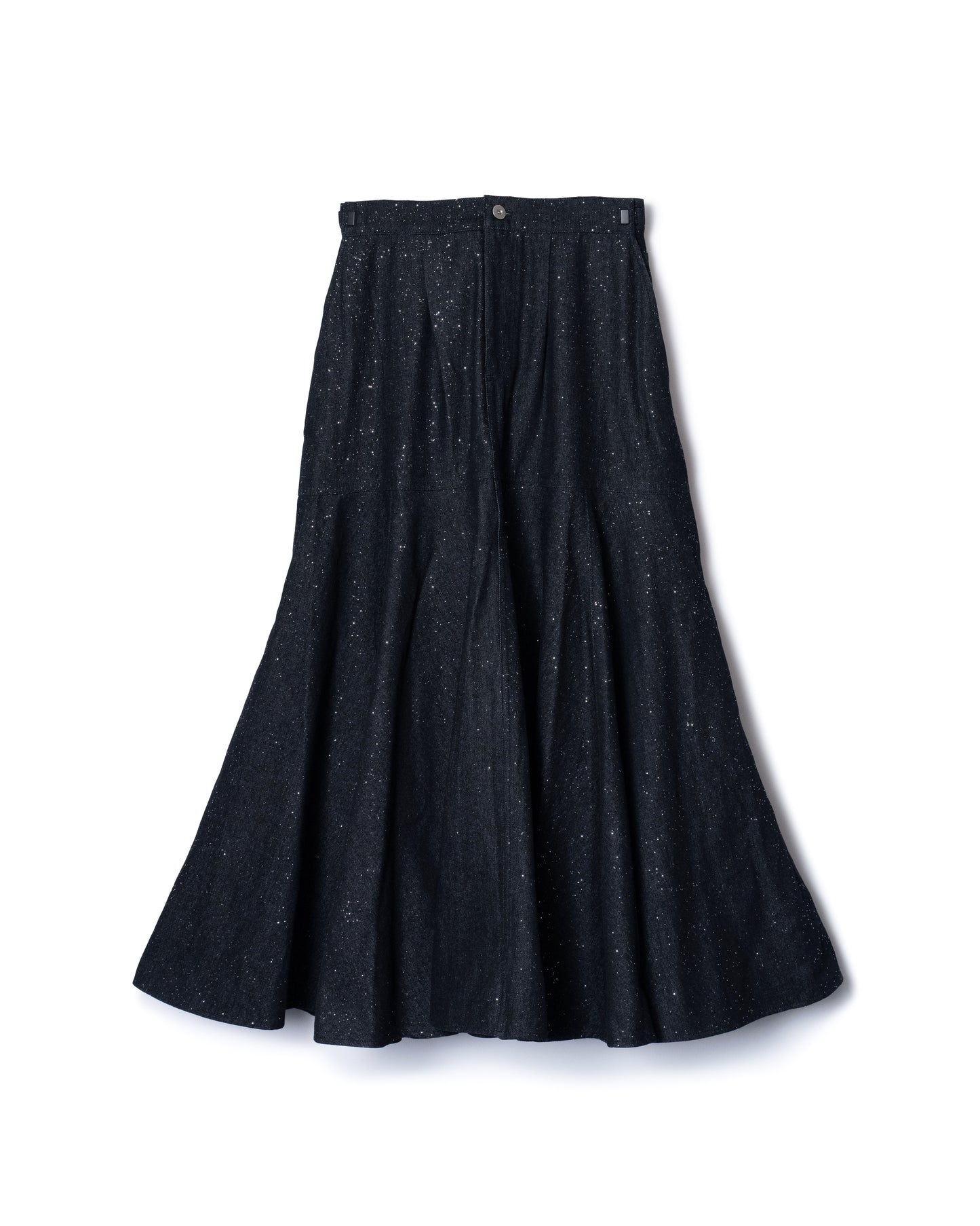 PRE ORDER / LAME DENIM FLARE SKIRT (INDIGO)