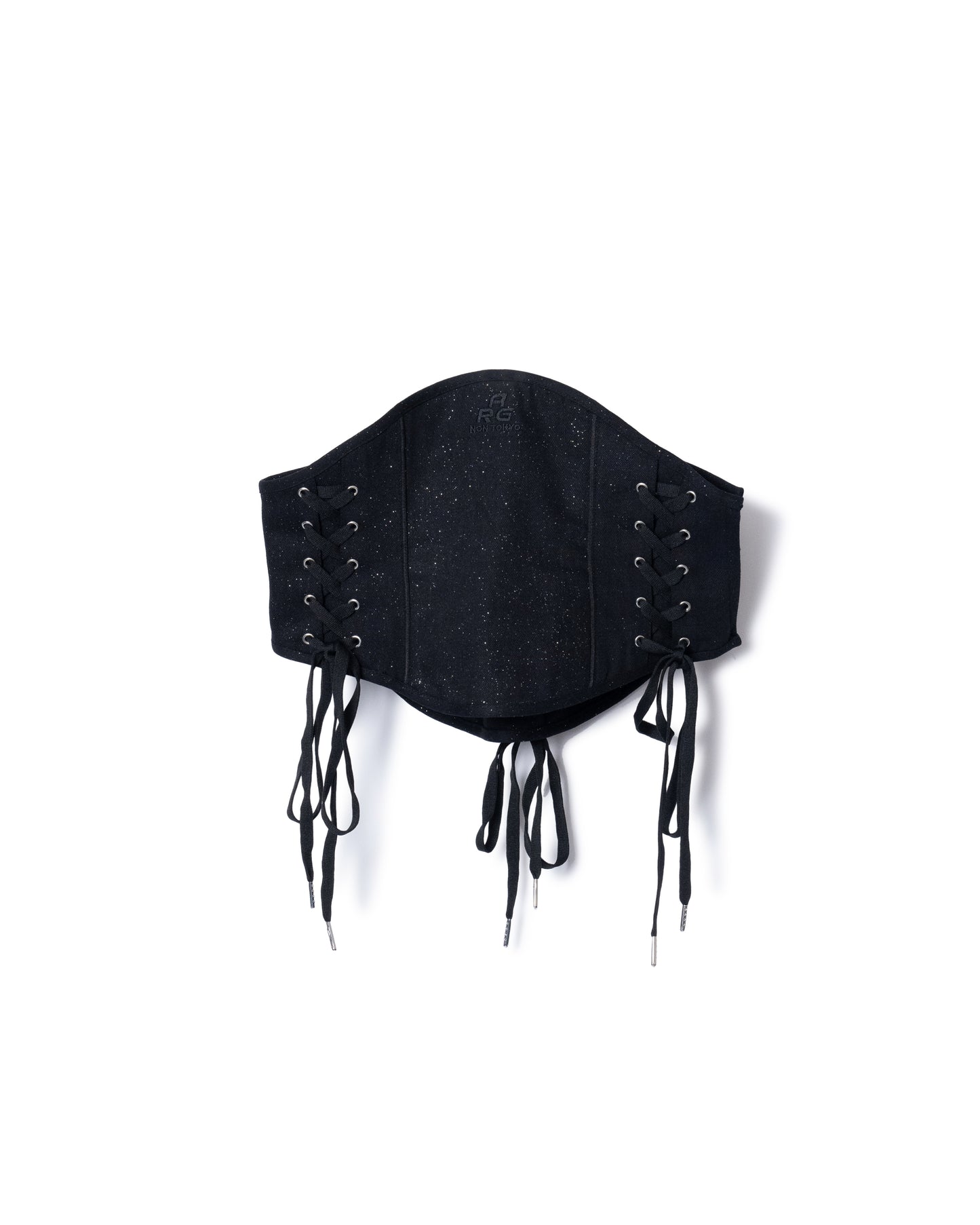 PRE ORDER / LAME DENIM LACE-UP CORSET (BLACK)