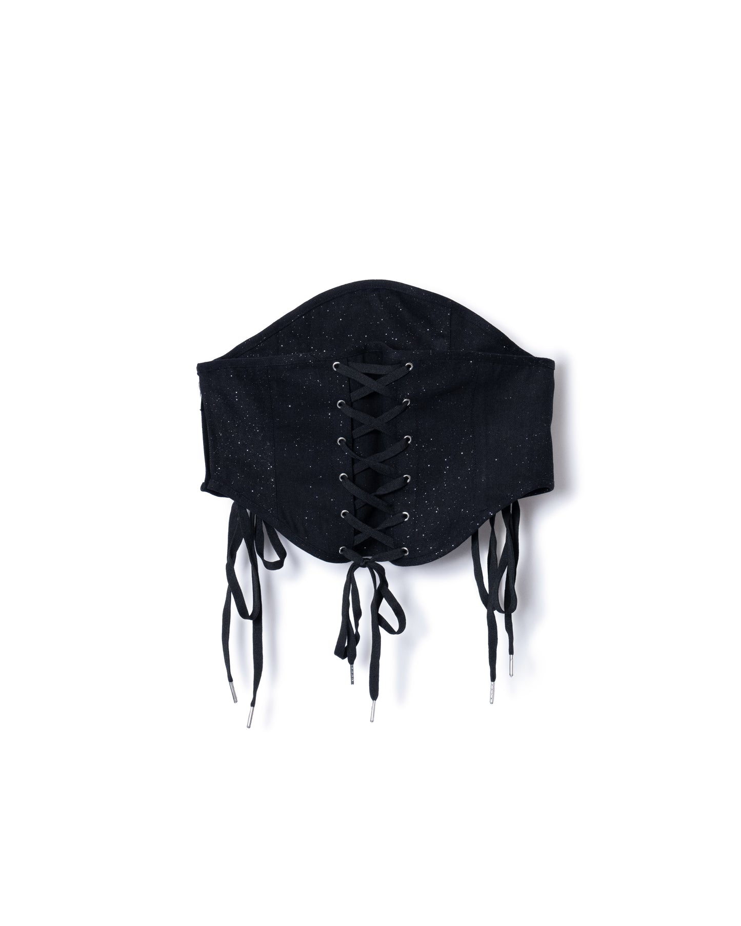 LAME DENIM LACE-UP CORSET (BLACK)