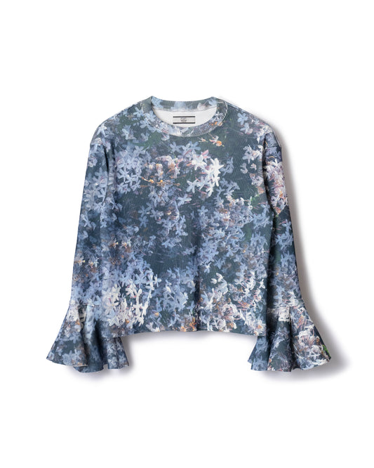 PRE ORDER / PRINT RIB FLARE SLEEVE C/S (FLOWER)