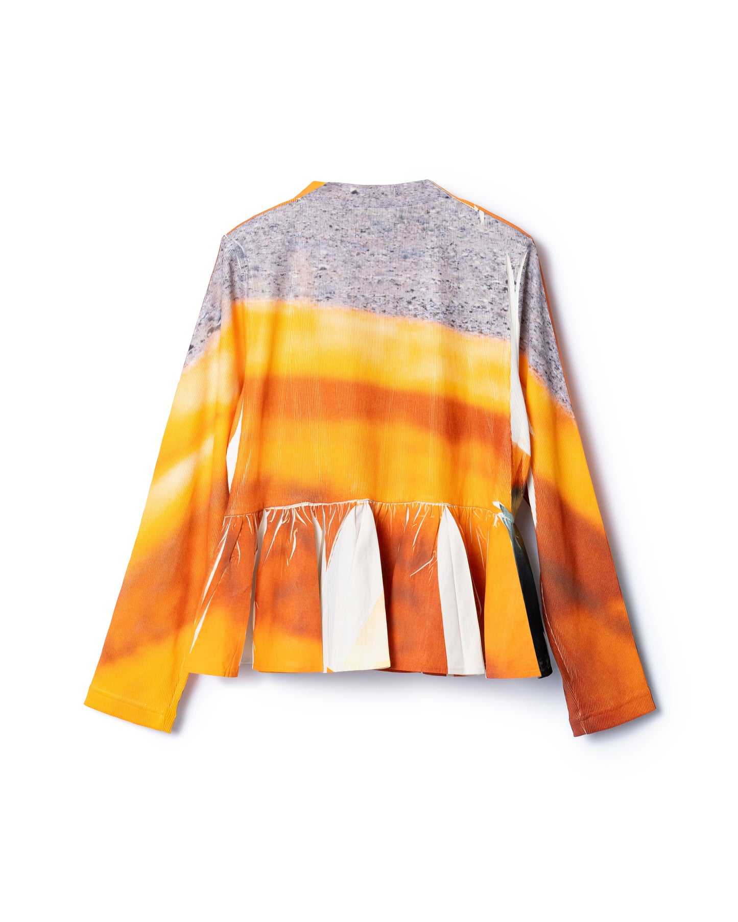 PRE ORDER / DIRECT PRINT RIB GATHER CARDIGAN (ORANGE)